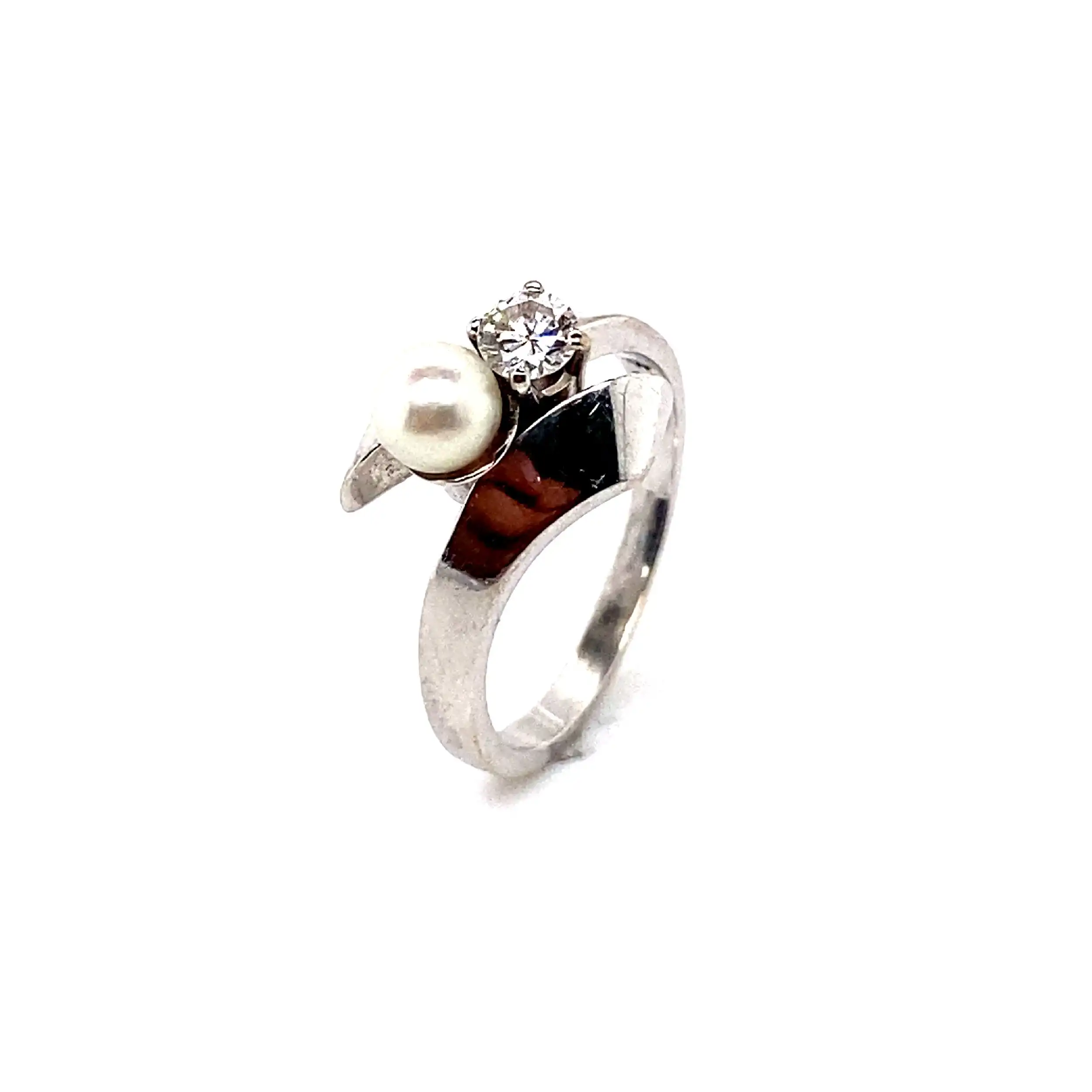 Ring Weißgold mit Perle und Brillant