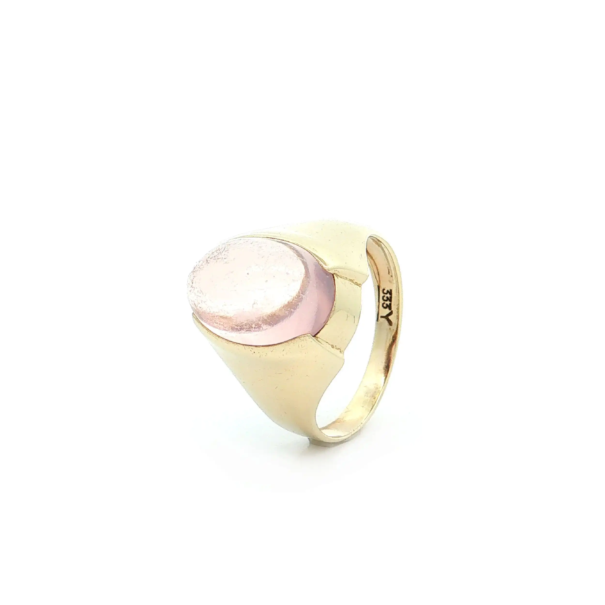 Ring Gelbgold mit Rosenquarz Cabochon Ring Gelbgold mit Rosenquarz Cabochon