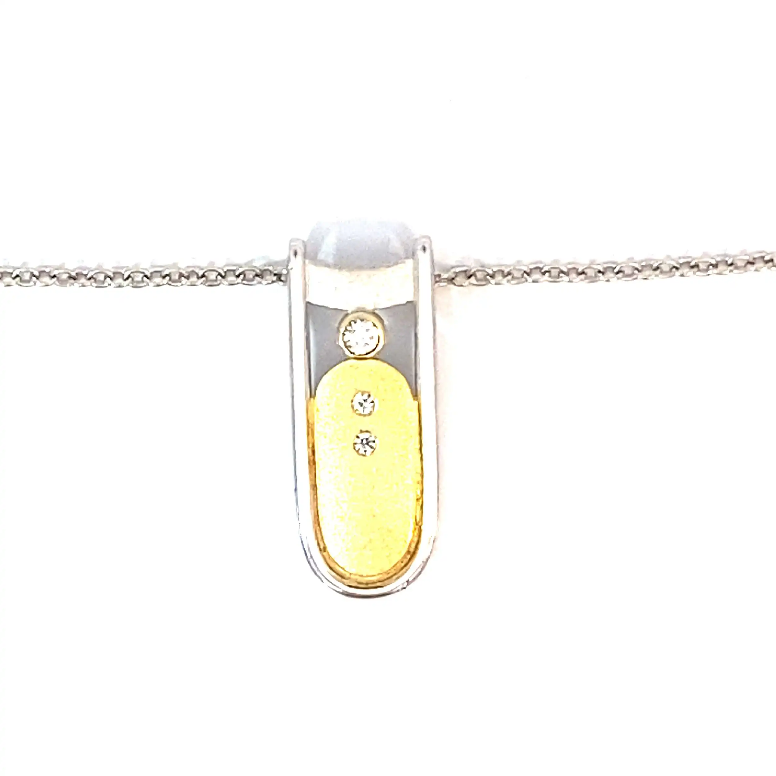 Ankerkette Weißgold mit Anhänger Bicolor mit Zirkonia