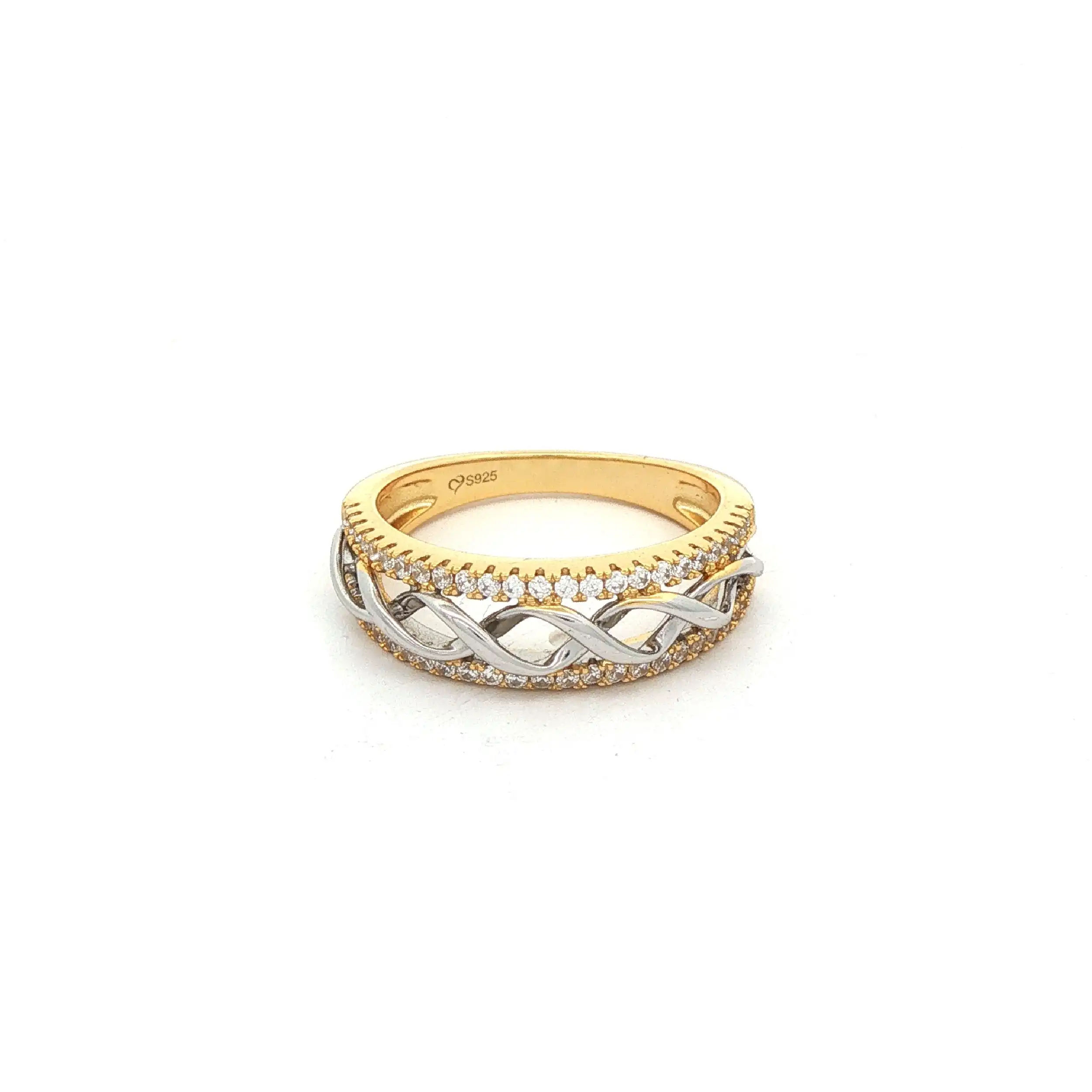 Ring Silber Bicolor vergoldet mit Zirkonia Ring Silber Bicolor vergoldet mit Zirkonia