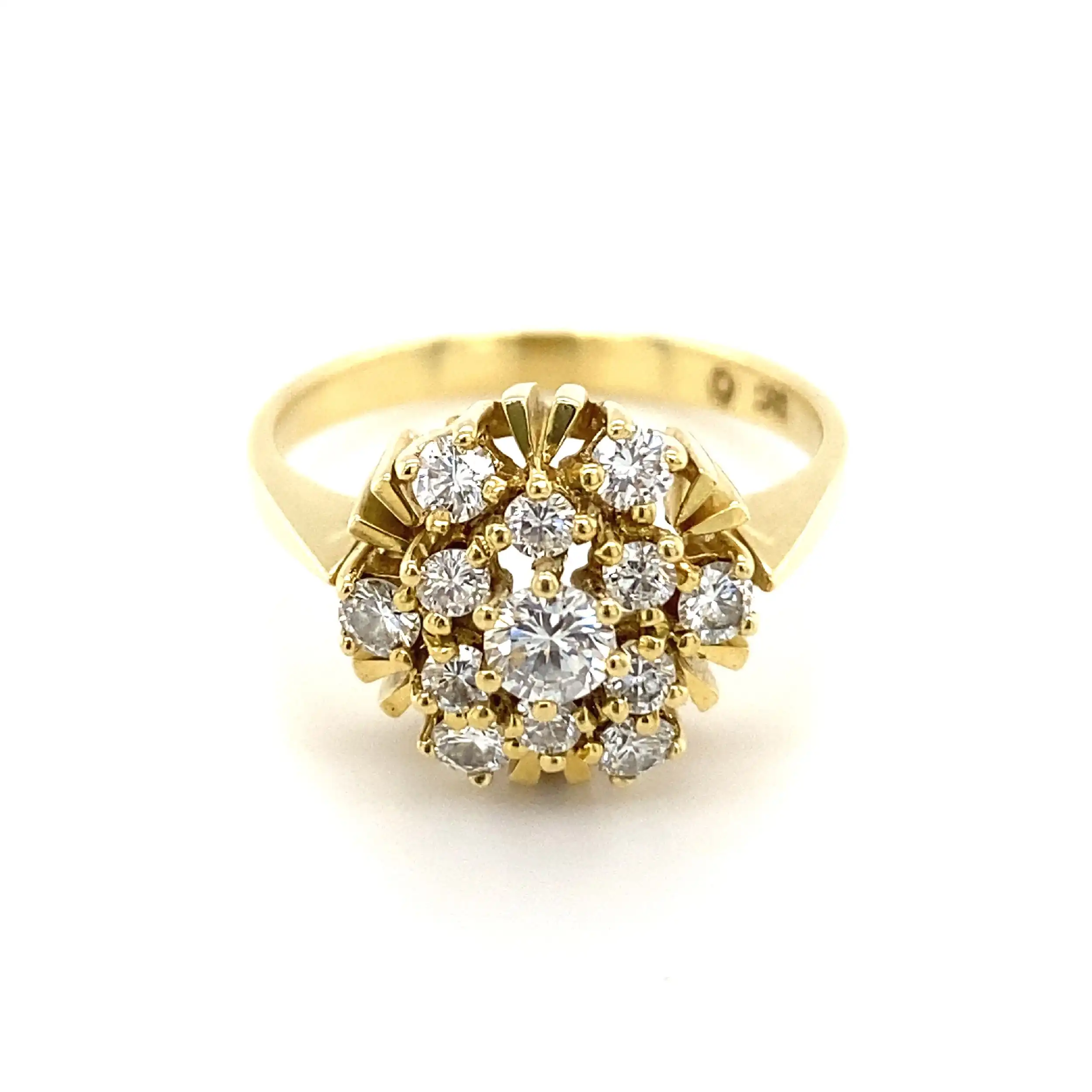 Ring Gelbgold mit Brillant Solitär & Melée-Besatz