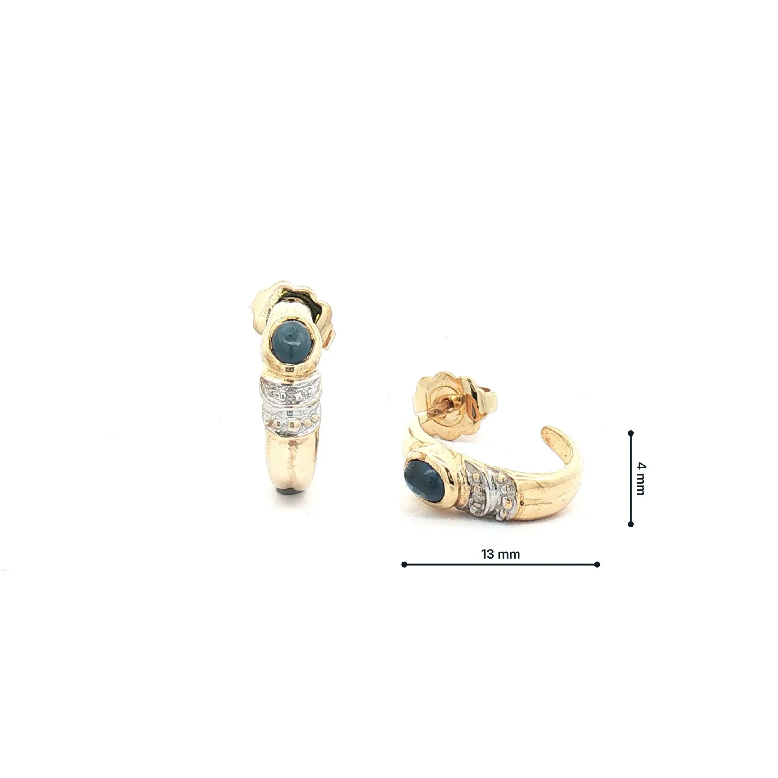 Ohrringe Bicolor mit Saphir Cabochon und Diamanten