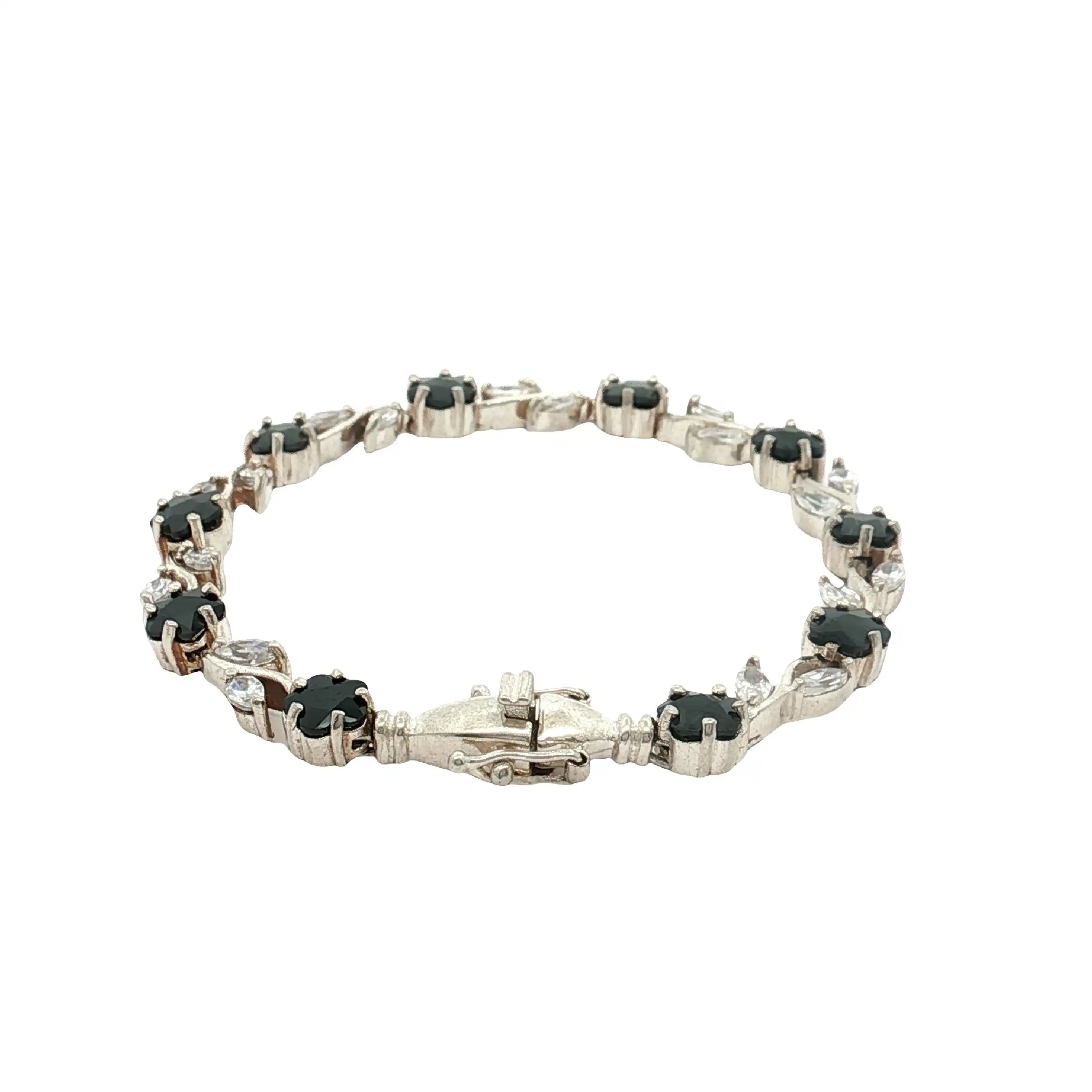 Armband Silber mit schwarzen Steinen und Zirkonia