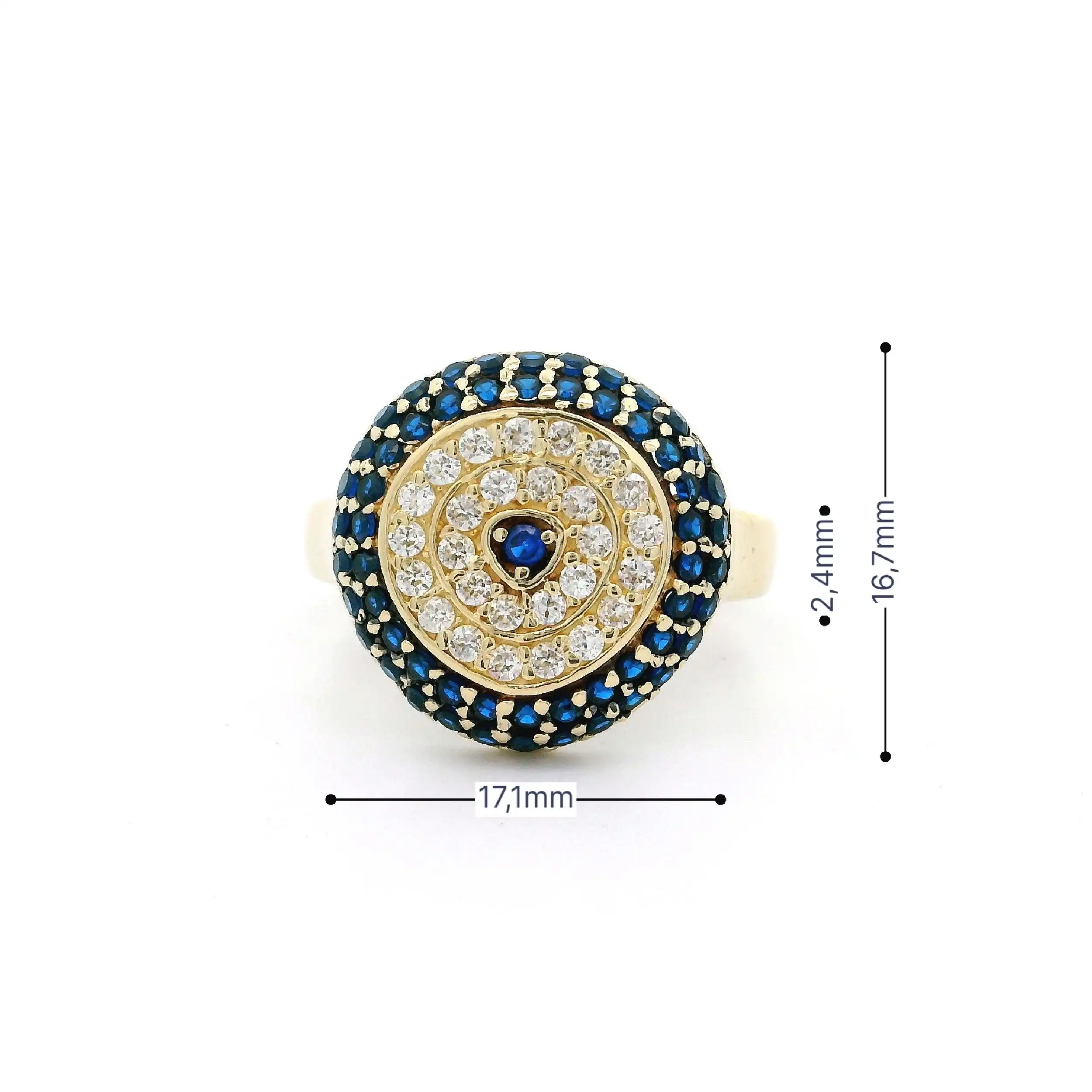 Ring Gelbgold mit blauen Farbsteinen & Zirkonia