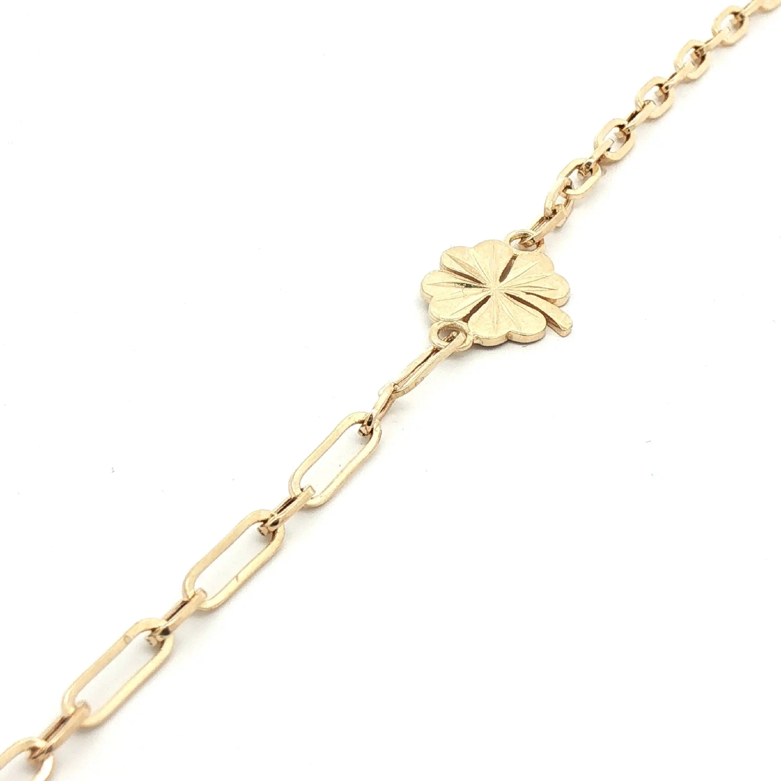 Ankerarmband Gelbgold mit Glücksklee und Zirkonia Ankerarmband Gelbgold mit Glücksklee und Zirkonia