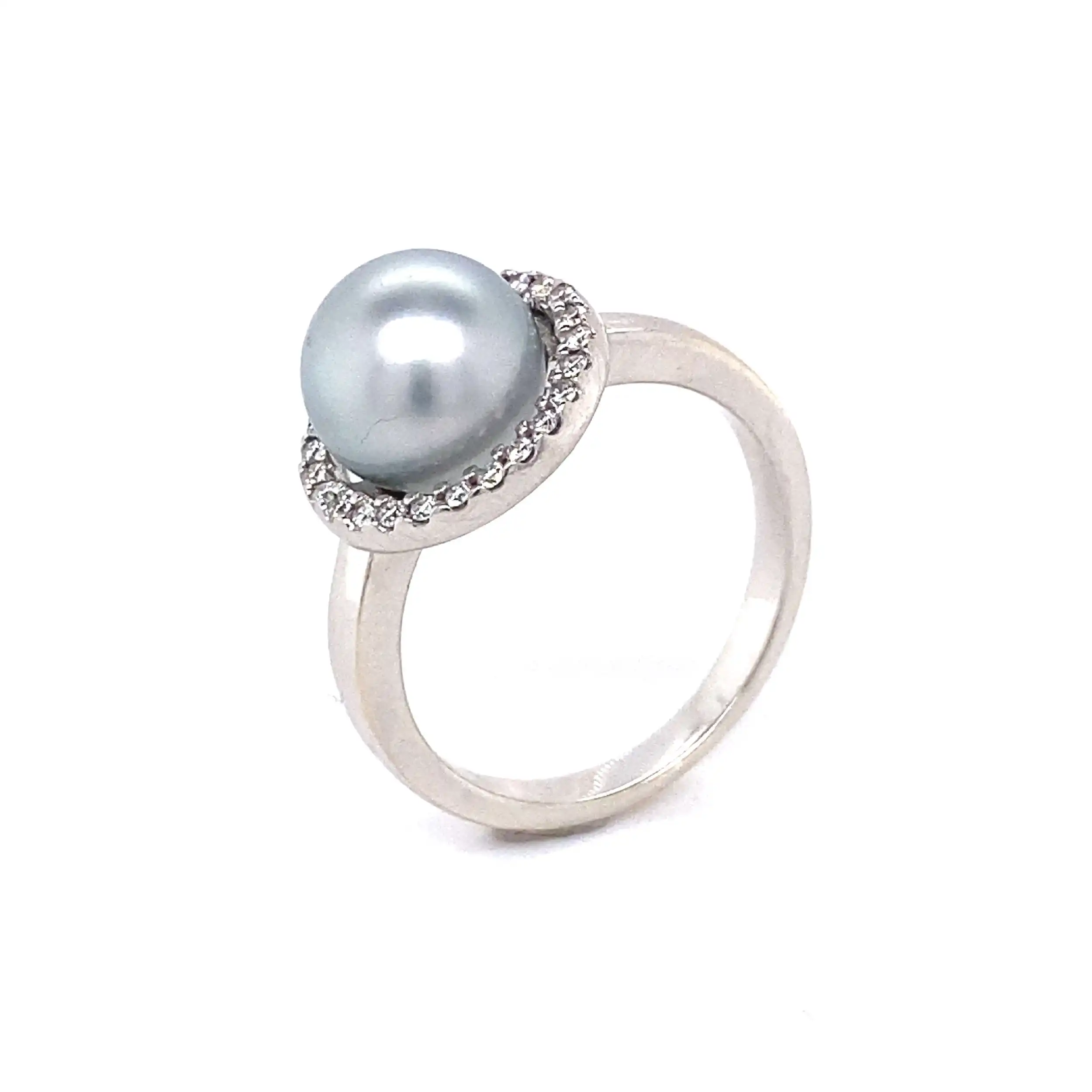Ring Weißgold mit Perle und Brillanten