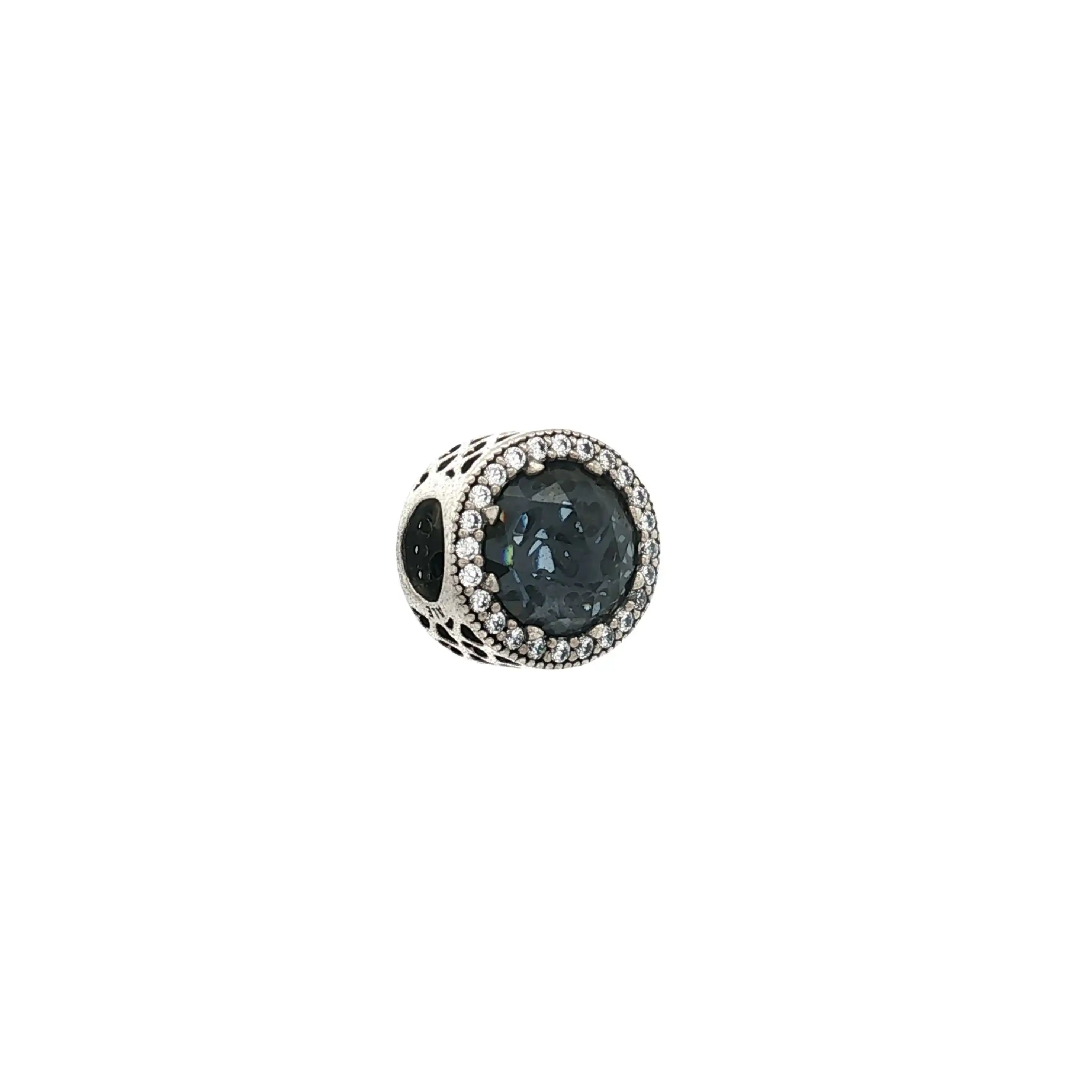 Charm Pandora blau mit Zirko
