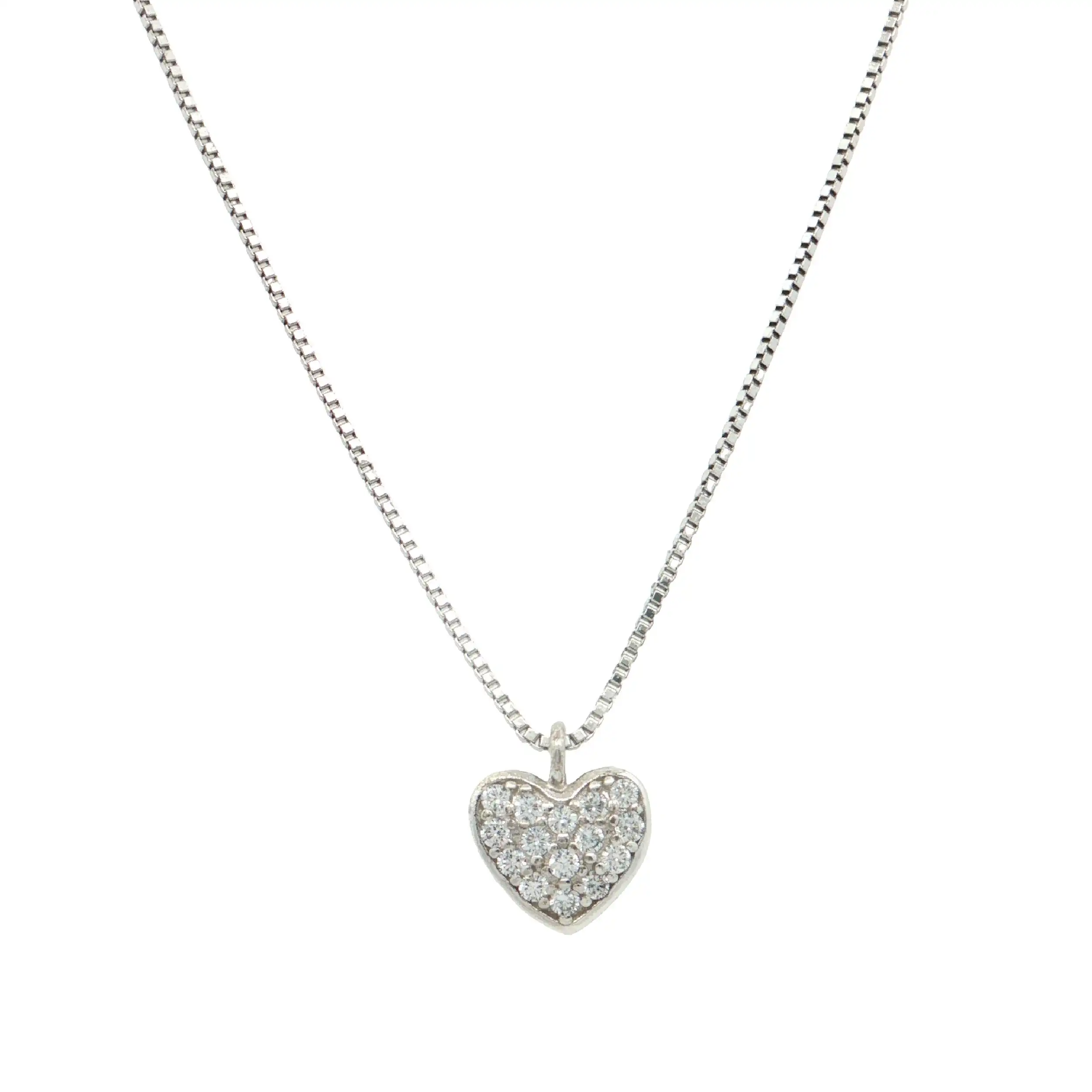 Kette Silber mit Herzanhänger mit Zirkonia Kette Silber mit Herzanhänger mit Zirkonia