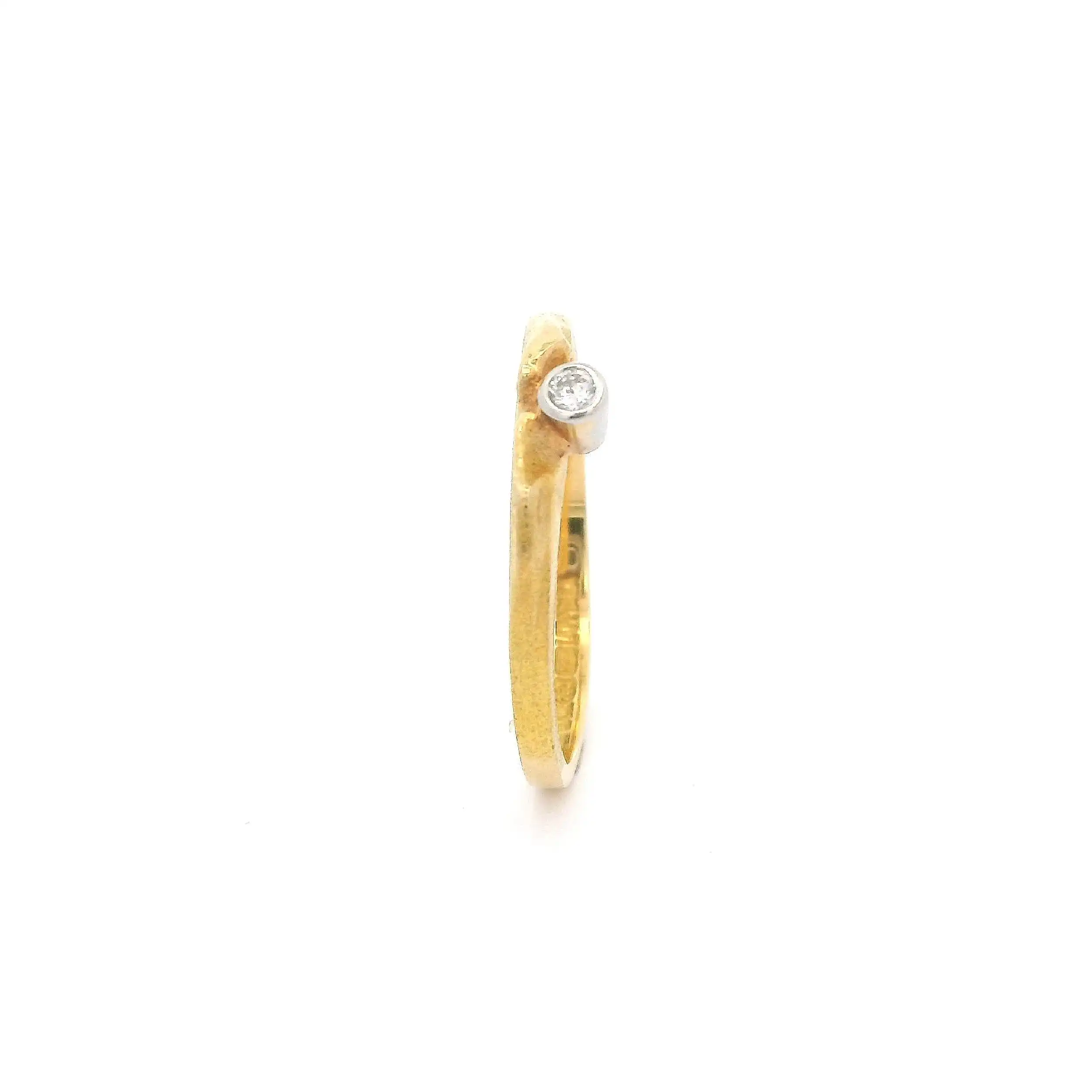Ring Bicolor Lapponia Admeta 1989 M8 mit Brillant Solitär, graviert mit 0,03ct