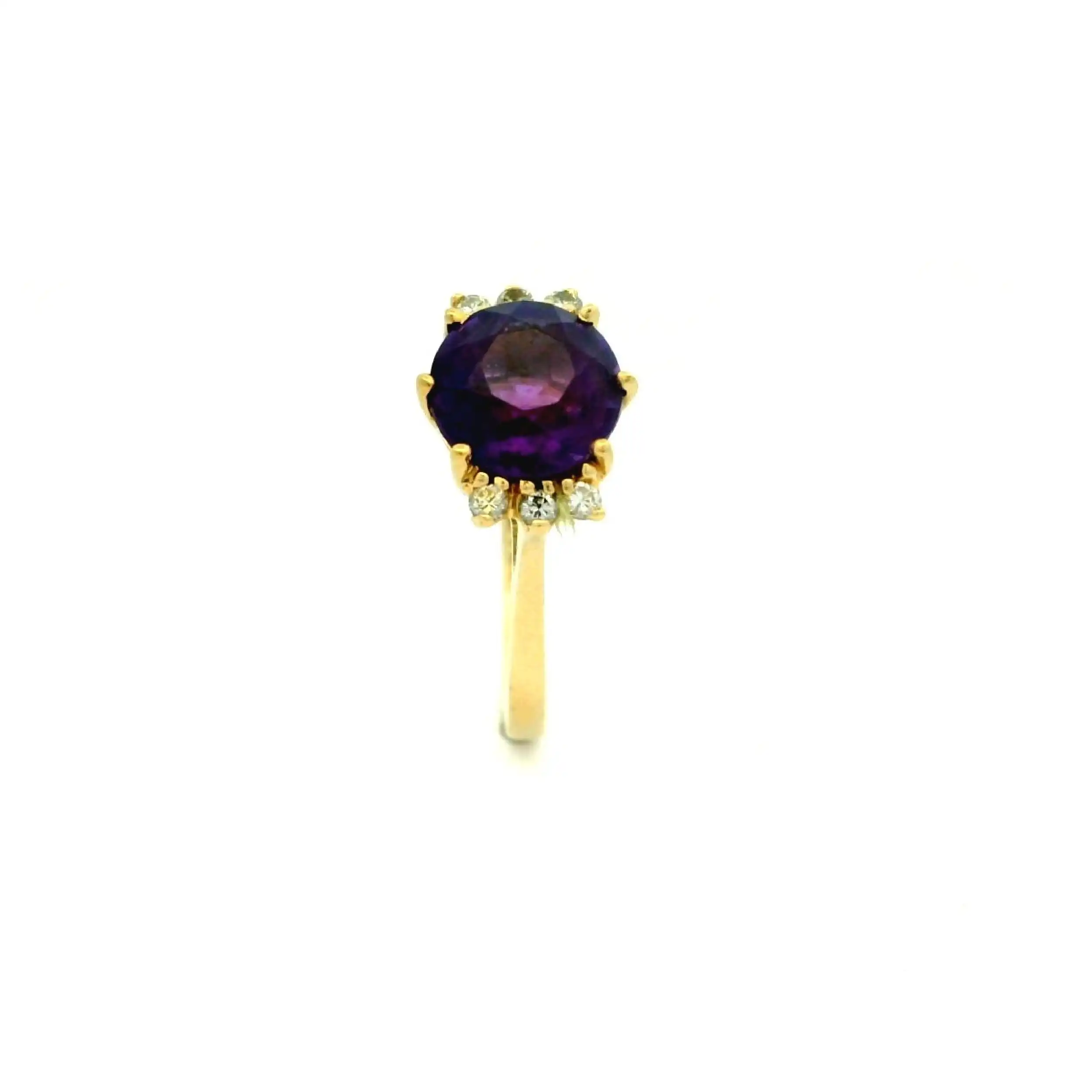 Ring Gelbgold mit Brillanten und lila Farbstein Ring Gelbgold mit Brillanten und lila Farbstein