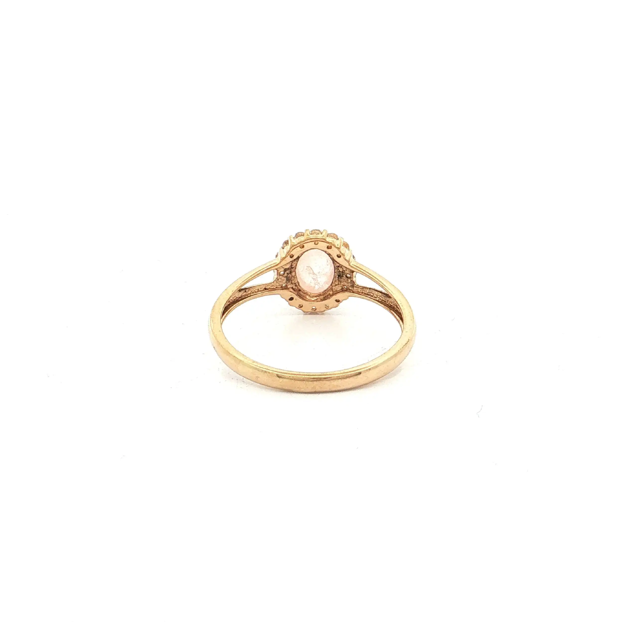 Ring Silber vergoldet mit Rosenquarz Cabochon und Zirkonia