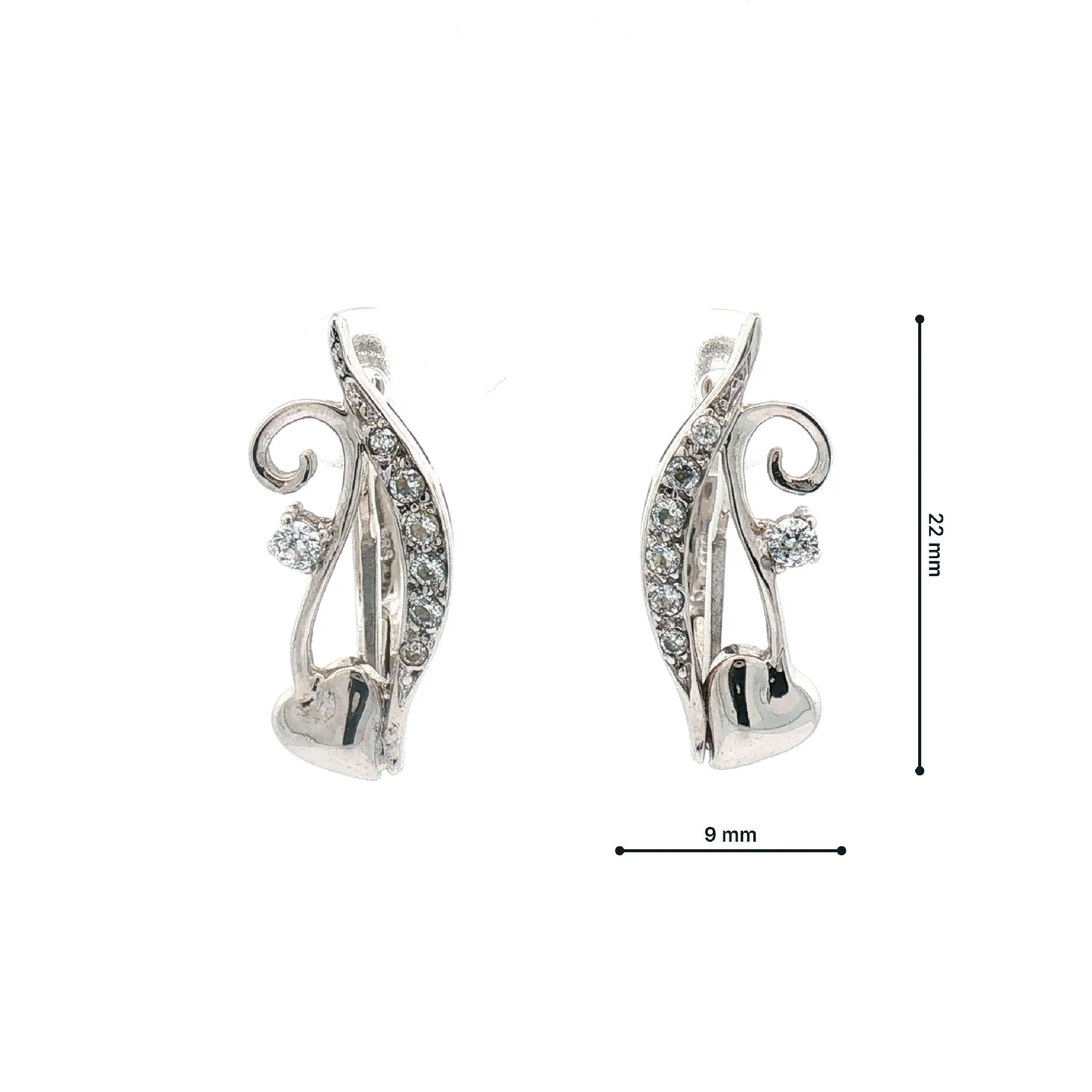 Ohrringe Weißgold mit Zirkonia und Herzen Ohrringe Weißgold mit Zirkonia und Herzen