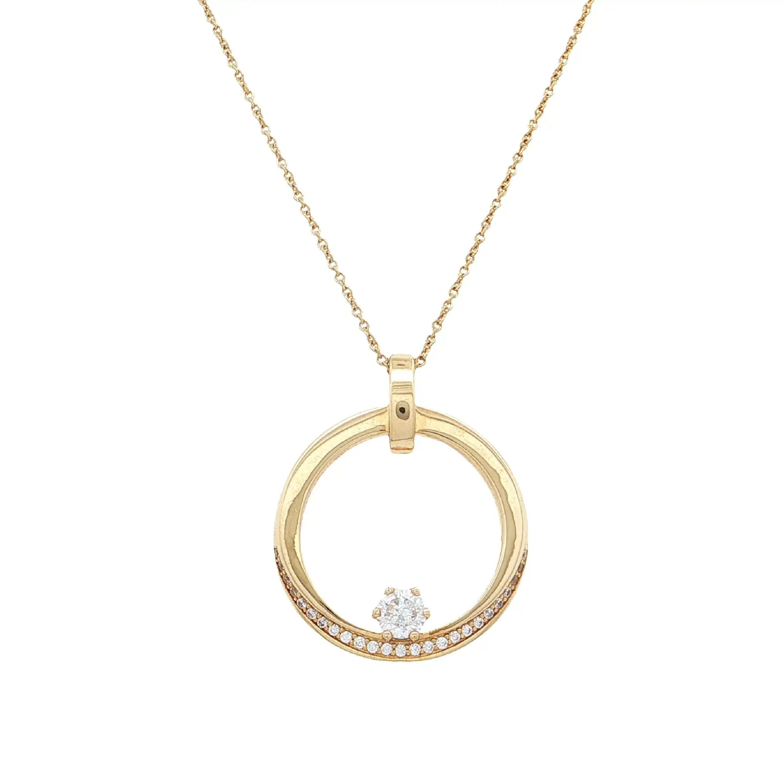 Ankercollier Gelbgold mit Anhänger mit Zirkonia