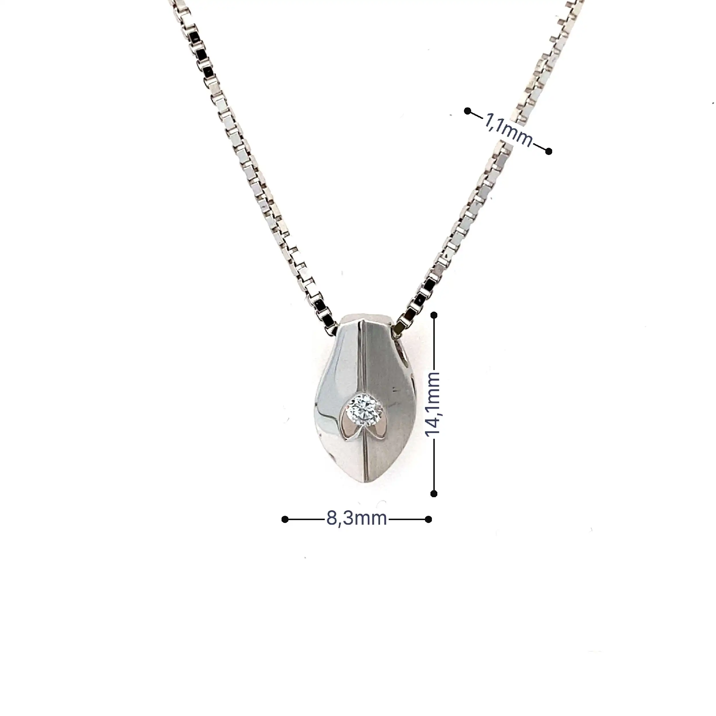 Venezianerkette Weißgold mit Anhänger Zirkonia/matt/glänzend