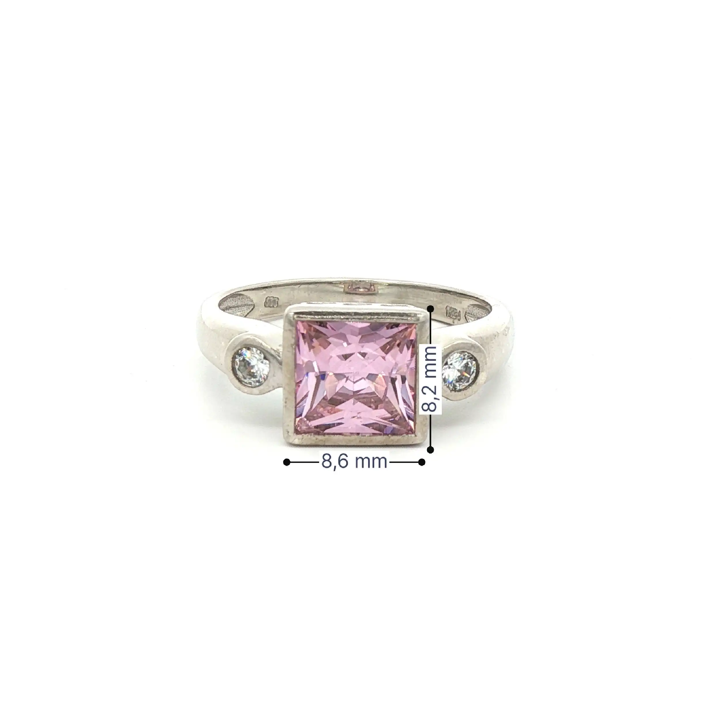 Ring Weißgold mit Zirkonia und Farbstein Ring Weißgold mit Zirkonia und Farbstein