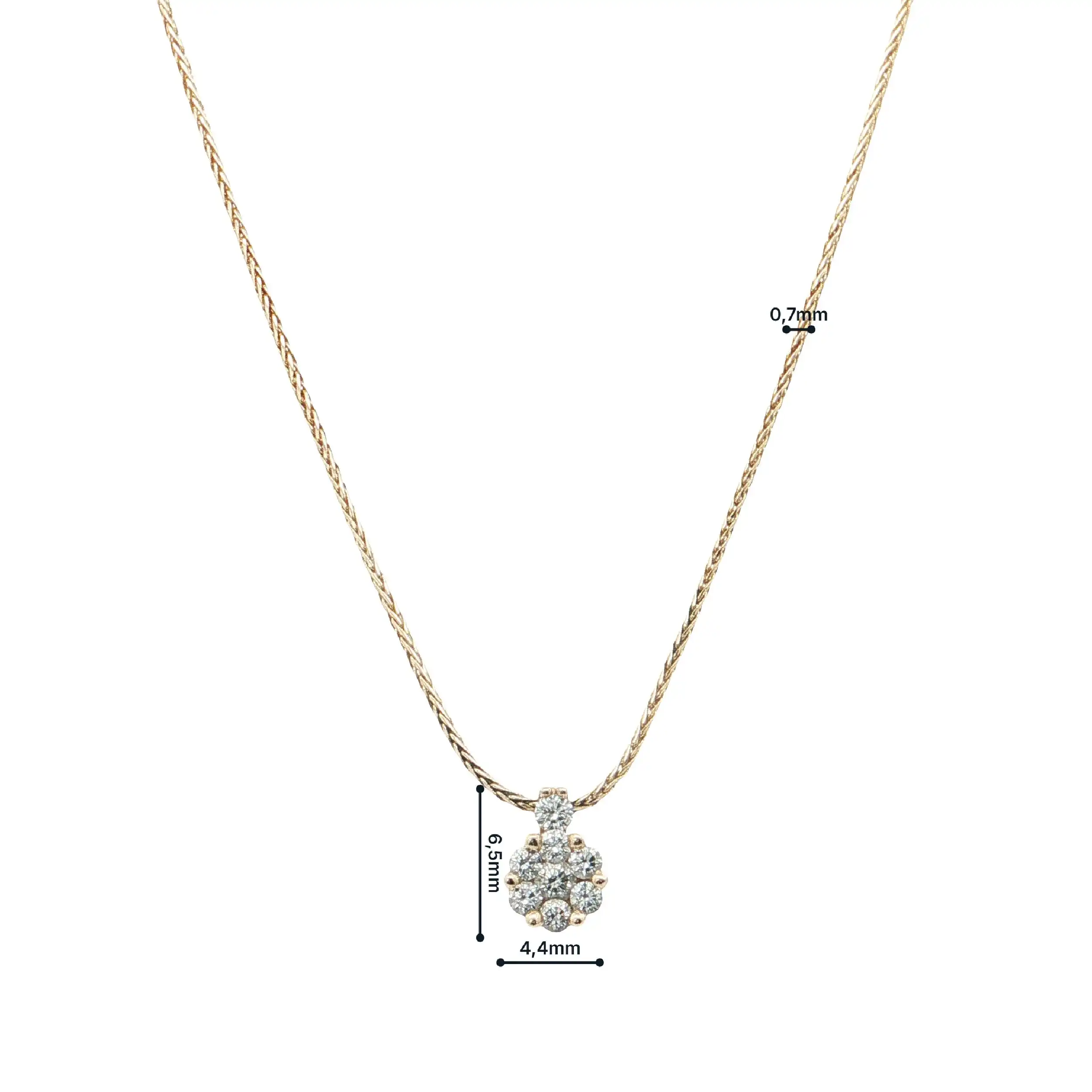 Zopfkette Gelbgold mit Brillantanhänger "Blume"