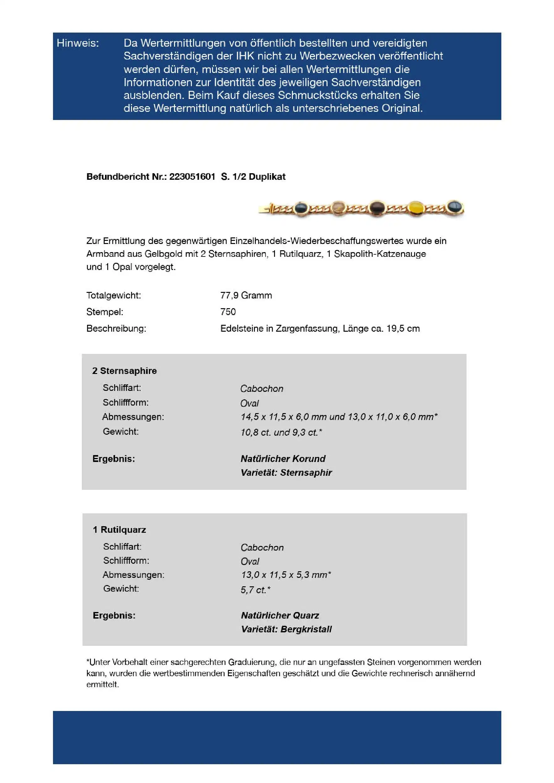 Armband Rosegold mit Sternsaphiren, Bergkristall, Skapolith-Katzenauge und Opal mit EPL Expertise Armband Rosegold mit Sternsaphiren, Bergkristall, Skapolith-Katzenauge und Opal mit EPL Expertise