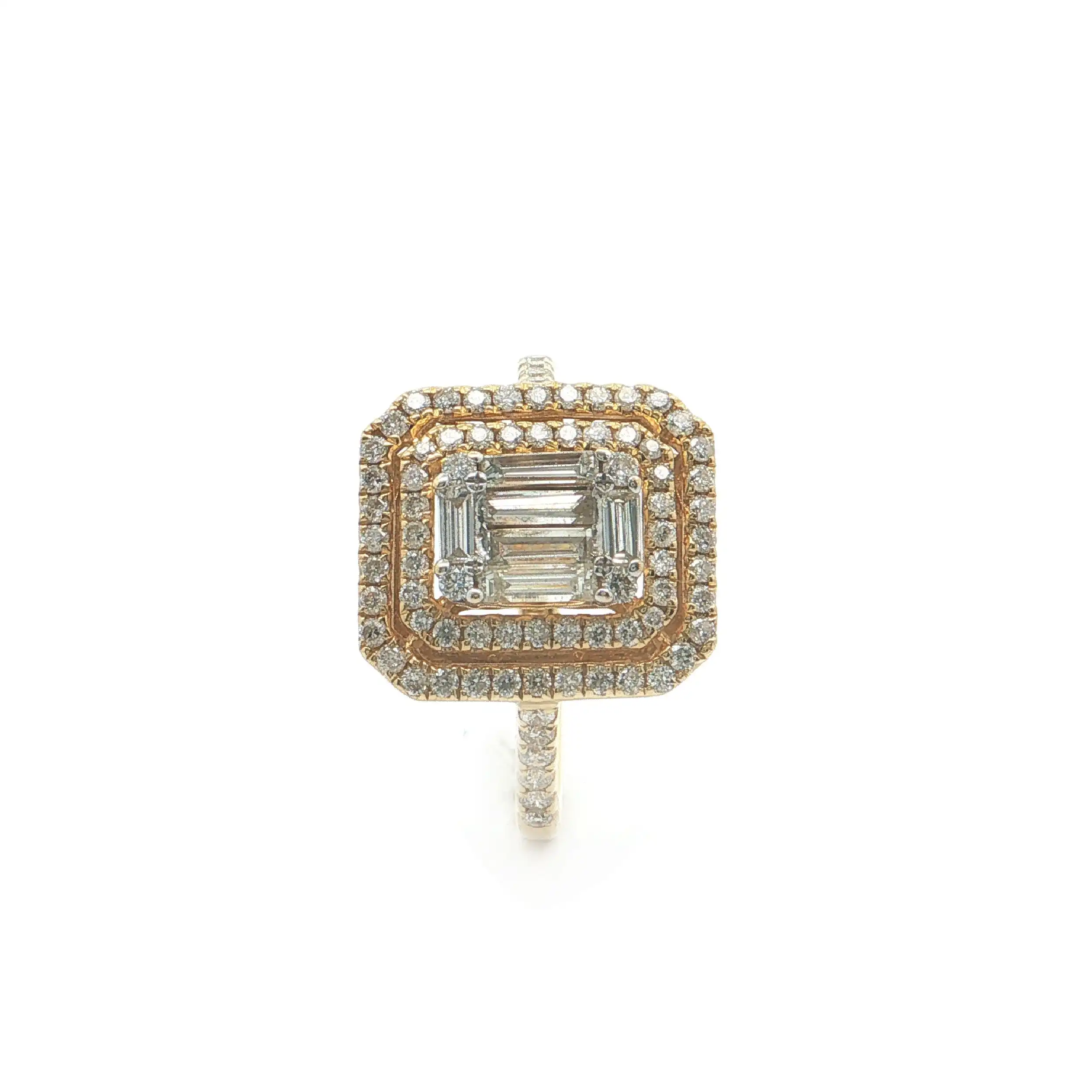 Ring Gelbgold mit Diamanten und Brillanten, graviert mit 0,95ct