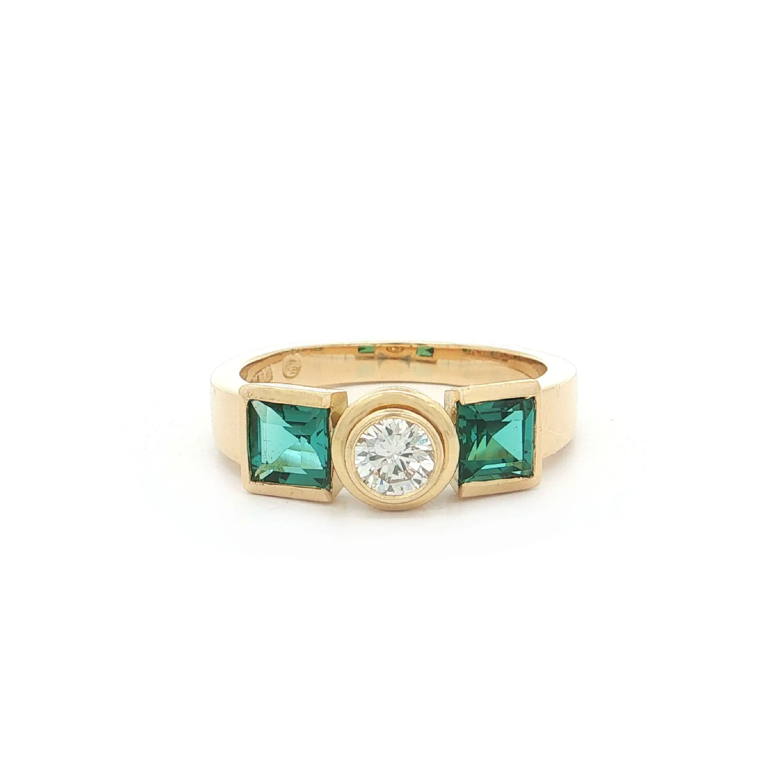 Ring Gelbgold mit Brillant und Turmalinen Ring Gelbgold mit Brillant und Turmalinen
