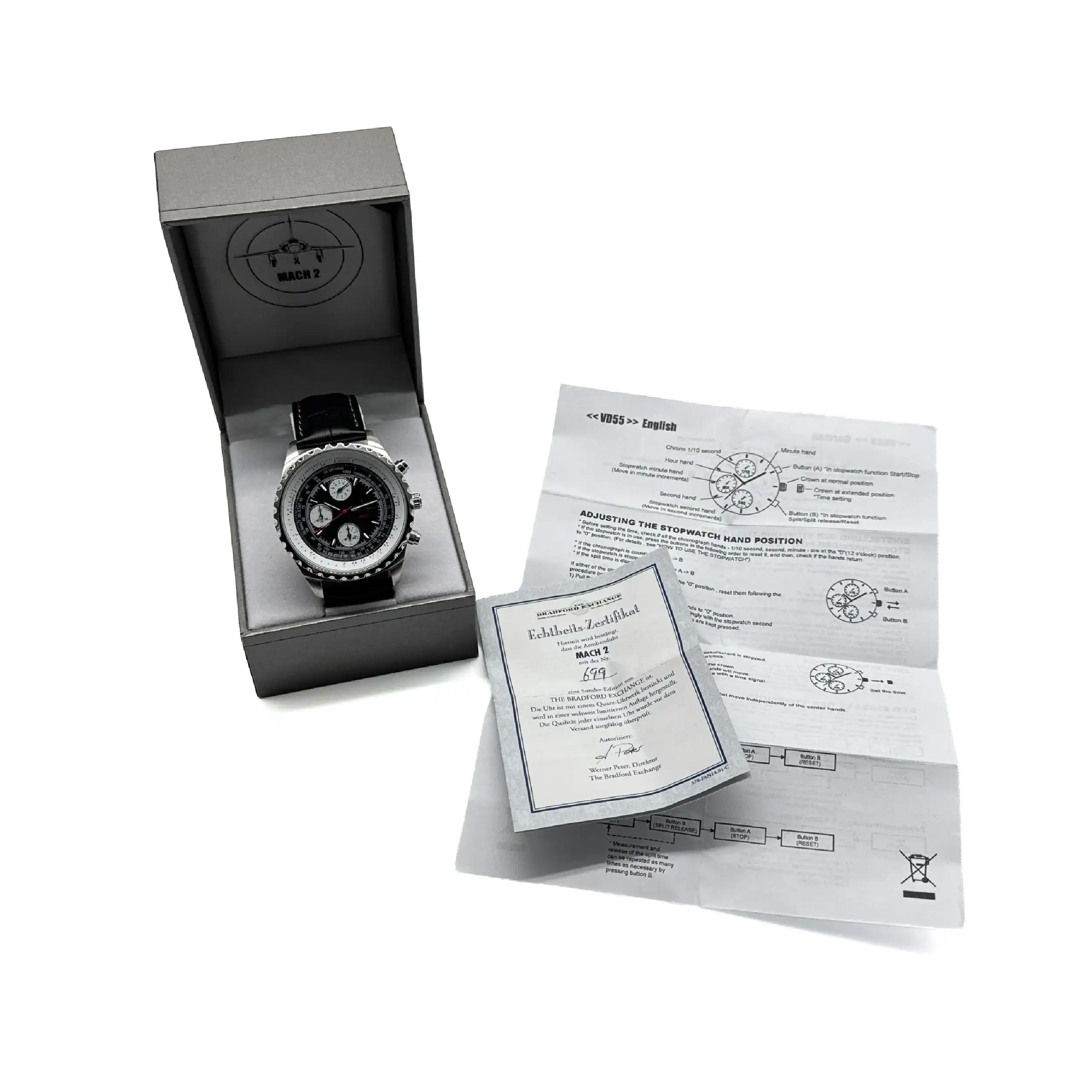 Herrenuhr Bradford Exchange Mach 2 Quarz neuwertig