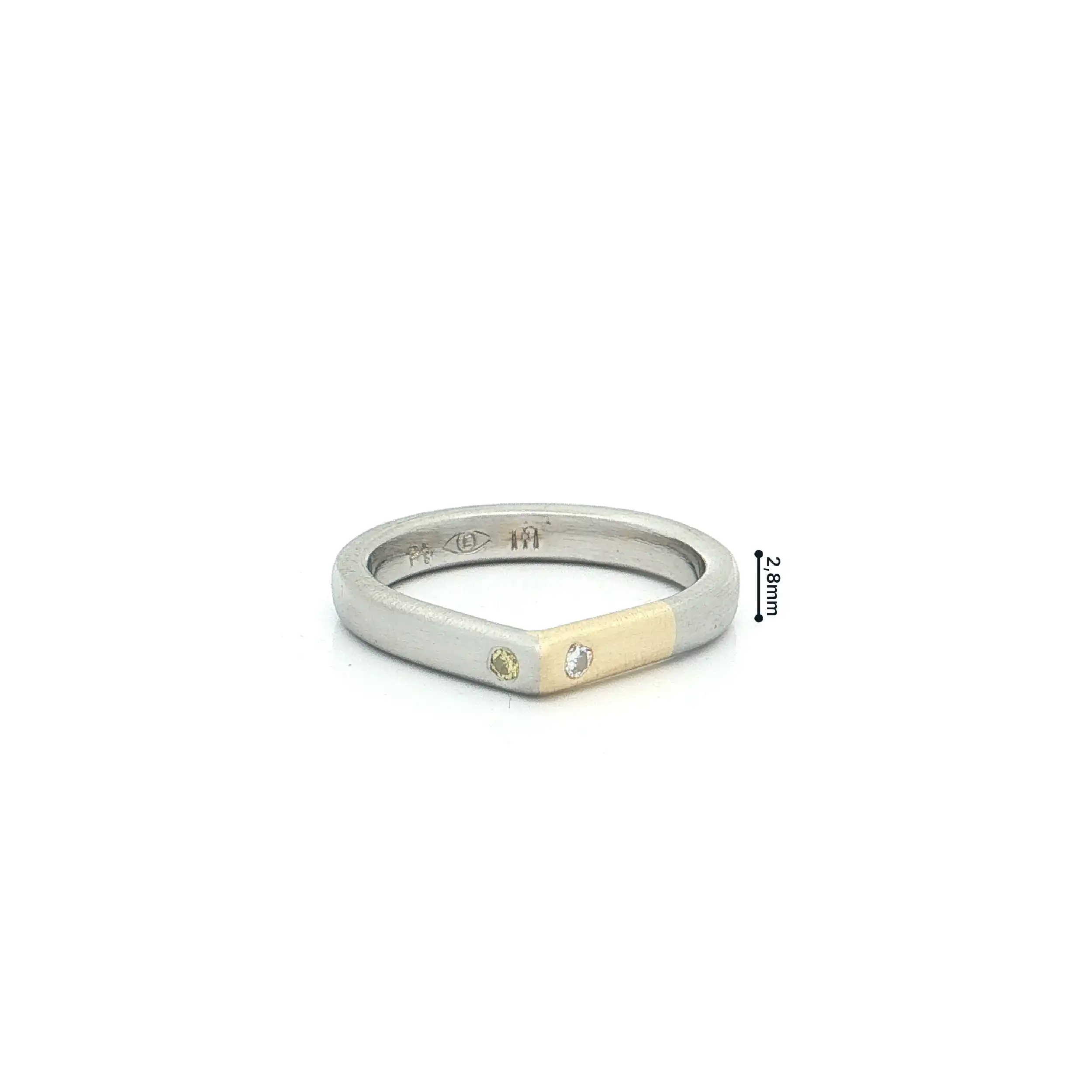 Ring in Tropfenform Platin/Gelbgold mit Brillanten
