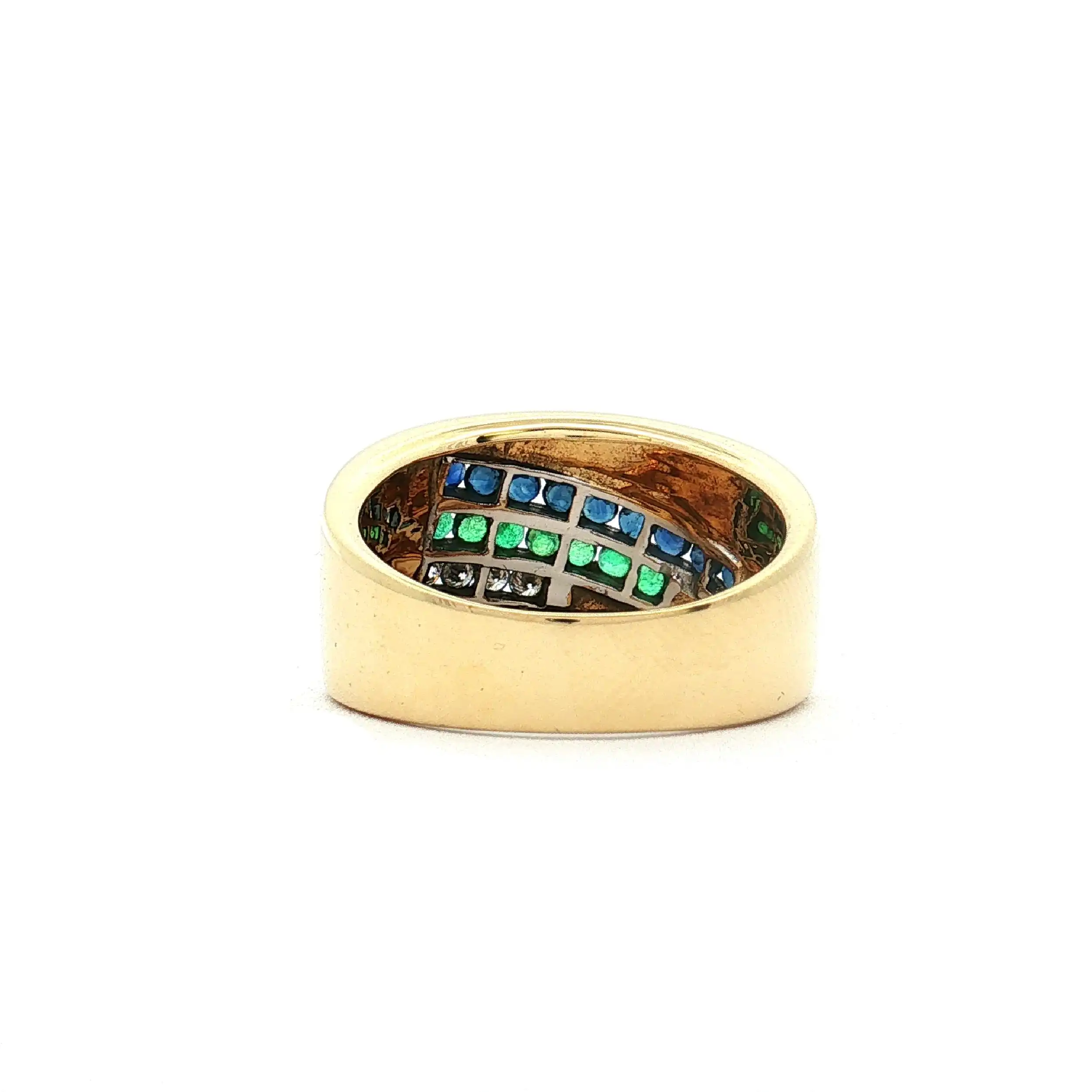 Ring Gelbgold mit Saphir, Smaragd und Brillanten Ring Gelbgold mit Saphir, Smaragd und Brillanten