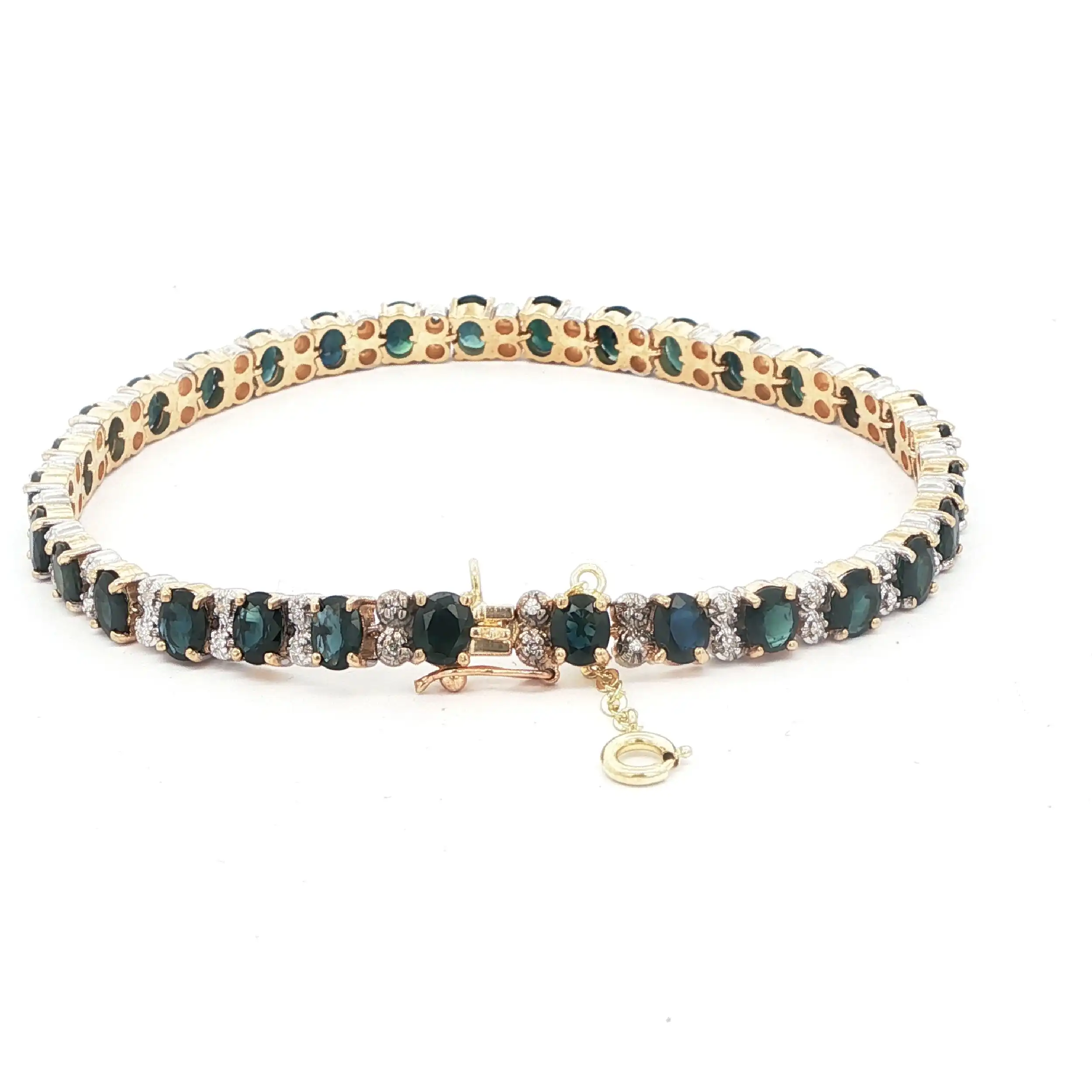 Armband Gelbgold mit Brillanten und dunkelgrünen Farbsteinen Armband Gelbgold mit Brillanten und dunkelgrünen Farbsteinen