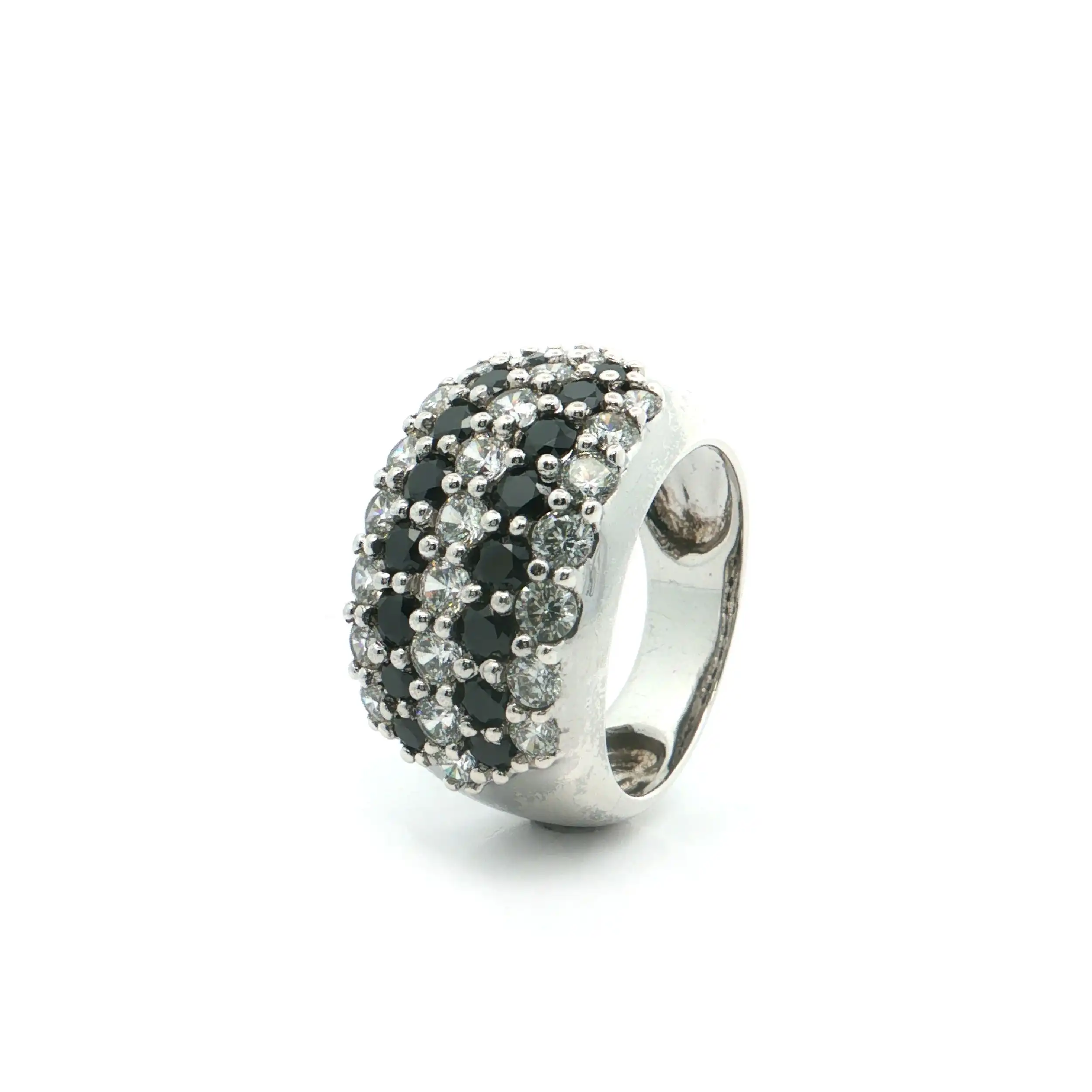 Ring Silber mit schwarzen und weißen Zirkonia
