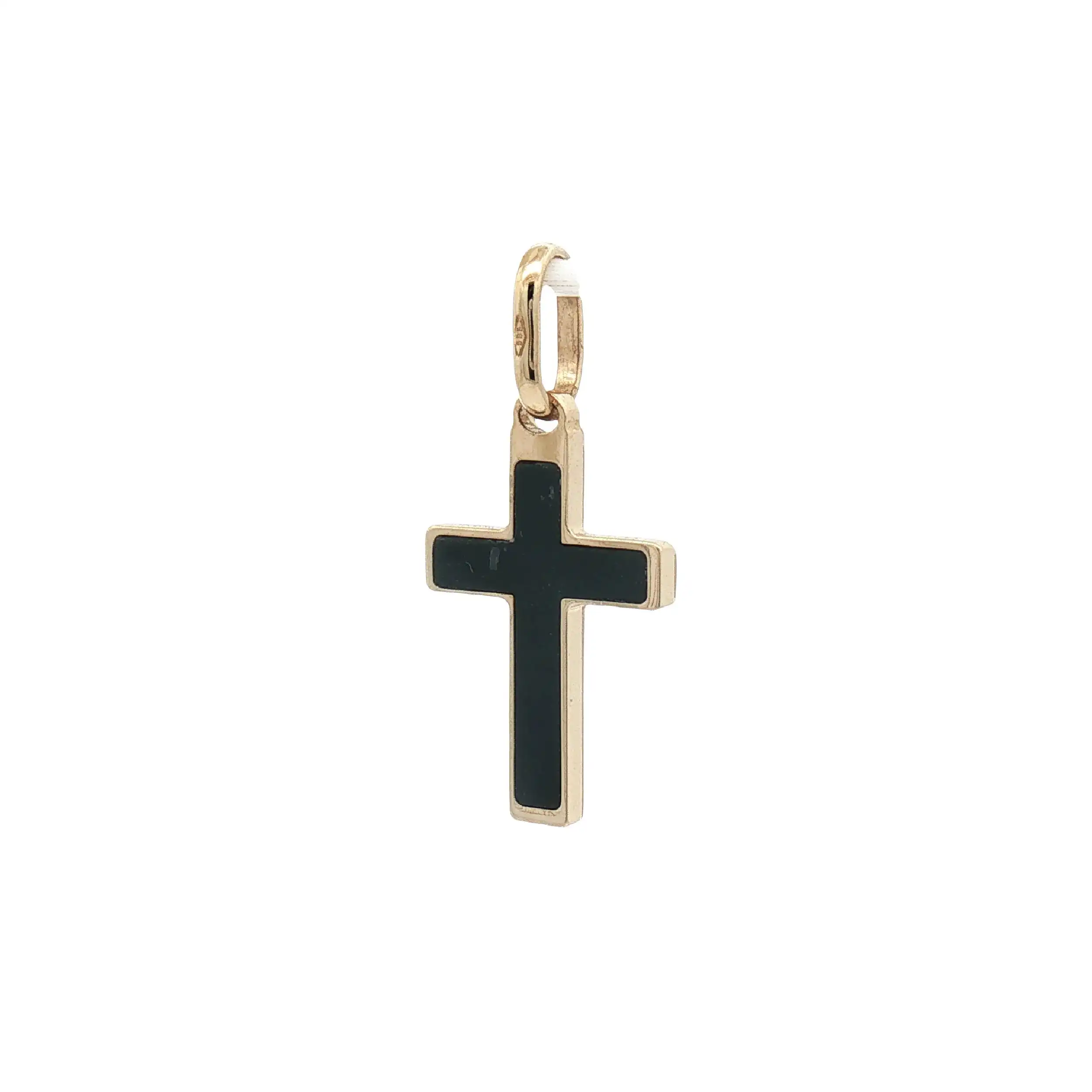 Kreuzanhänger Gelbgold Onyx
