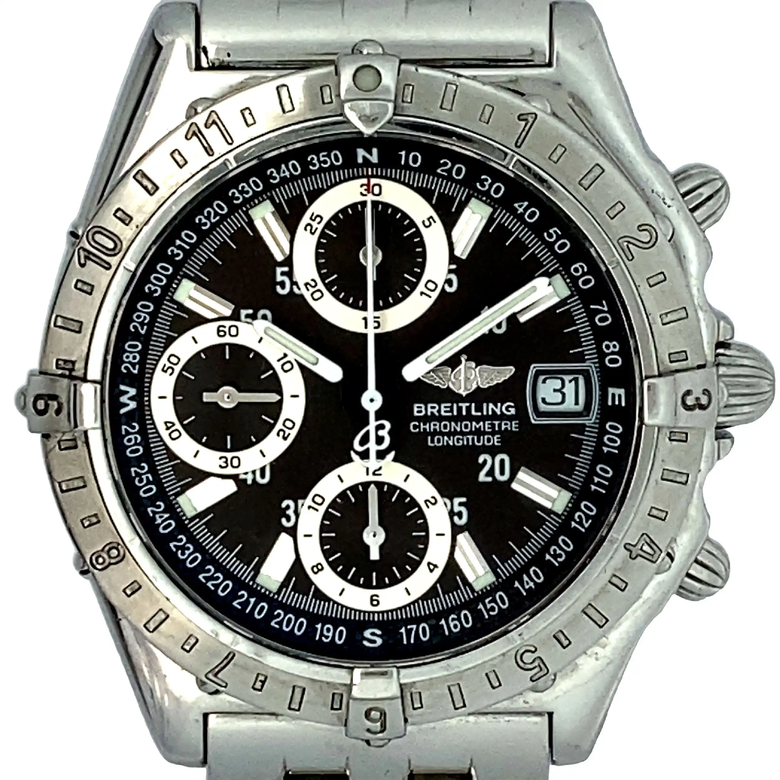 Herrenuhr Breitling Chronomat Longitude GMT Fullset + Revisionsbeläge 