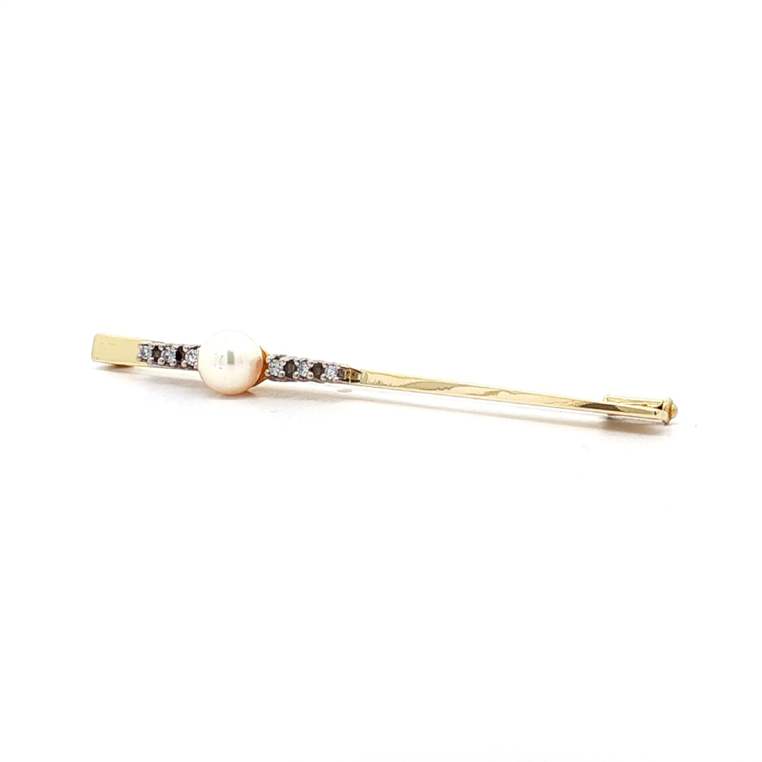 Nadel Bicolor mit Perle & Diamanten Nadel Bicolor mit Perle & Diamanten
