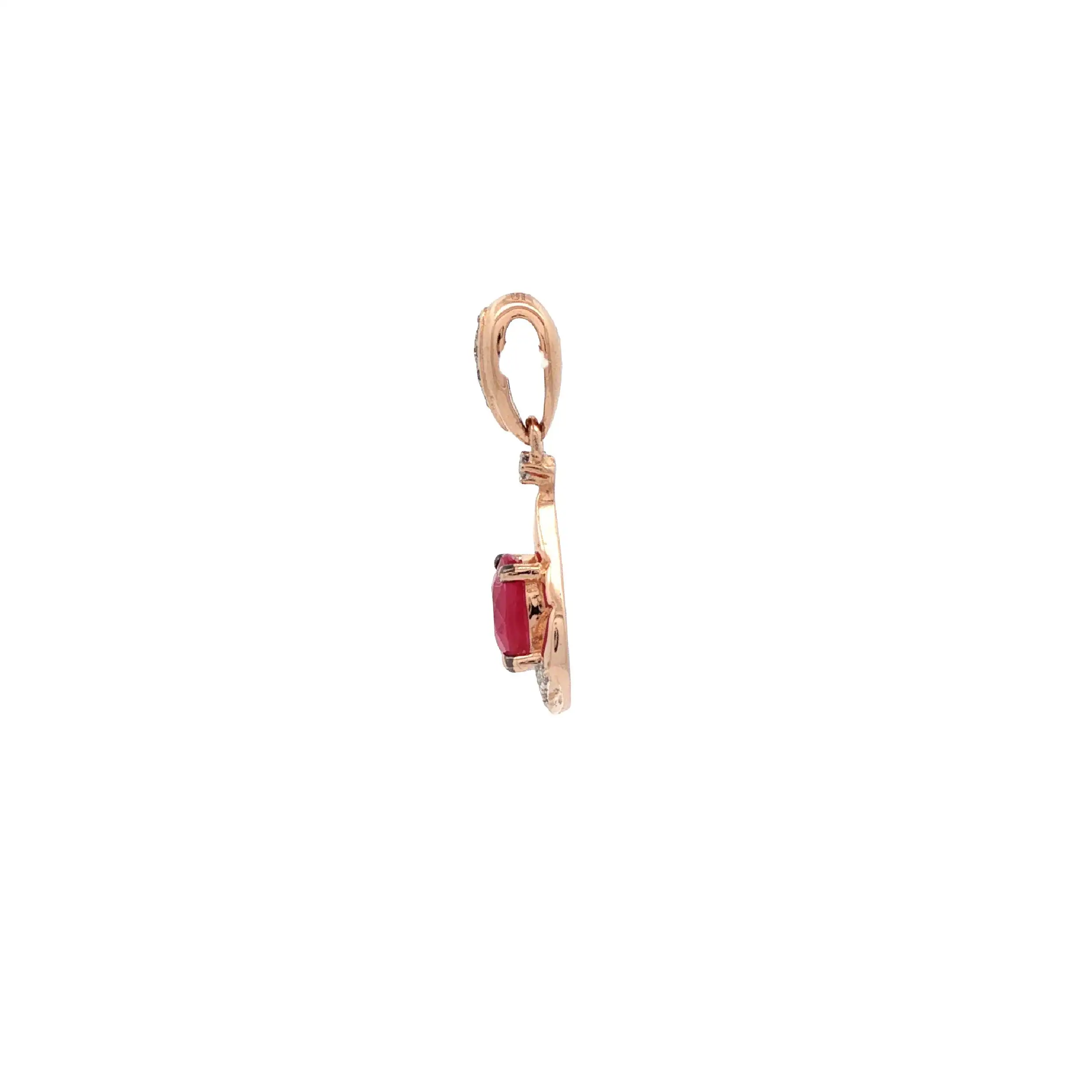 Anhänger Rotgold mit rotem Farbstein und Diamanten Anhänger Rotgold mit rotem Farbstein und Diamanten