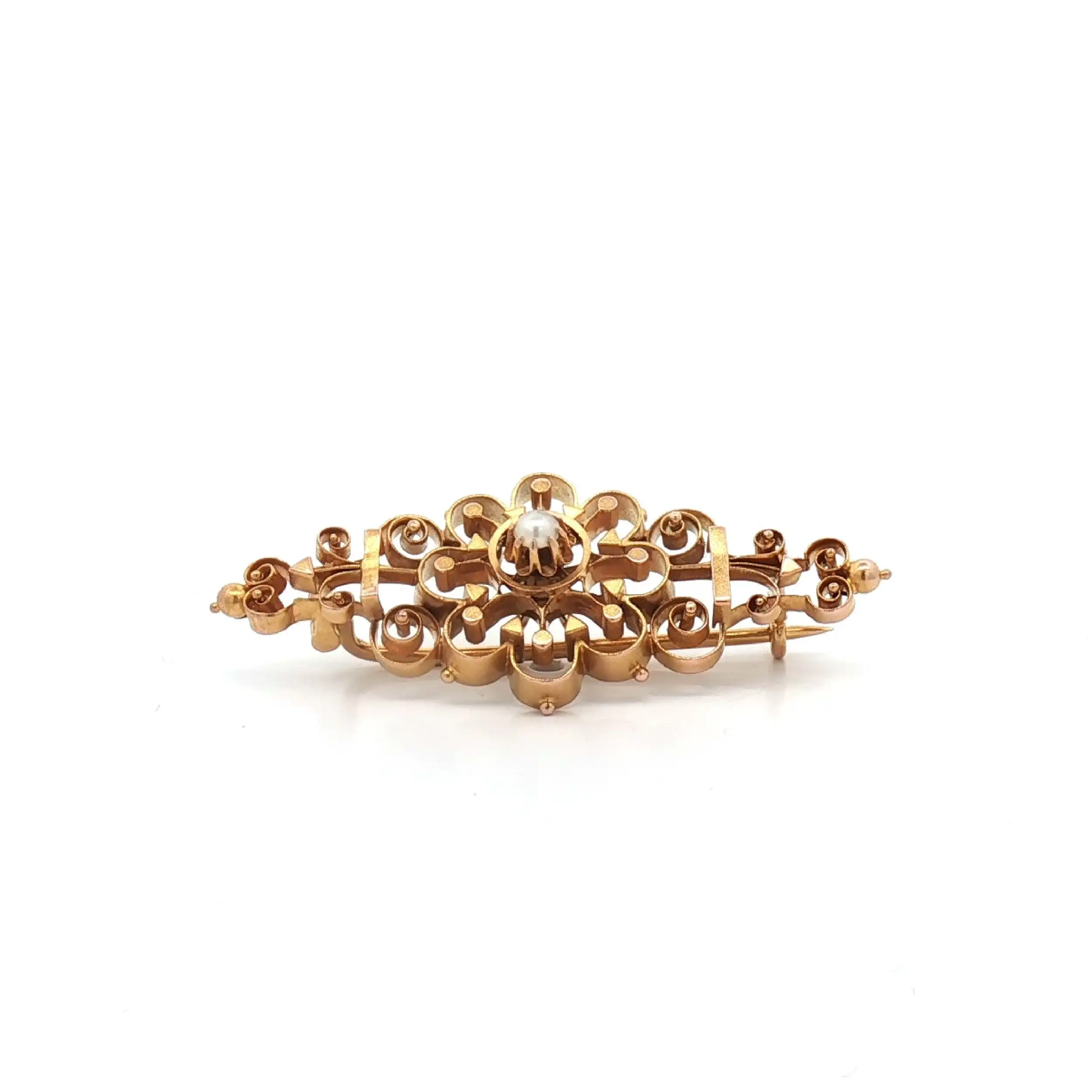Brosche Gelbgold mit Perle Brosche Gelbgold mit Perle