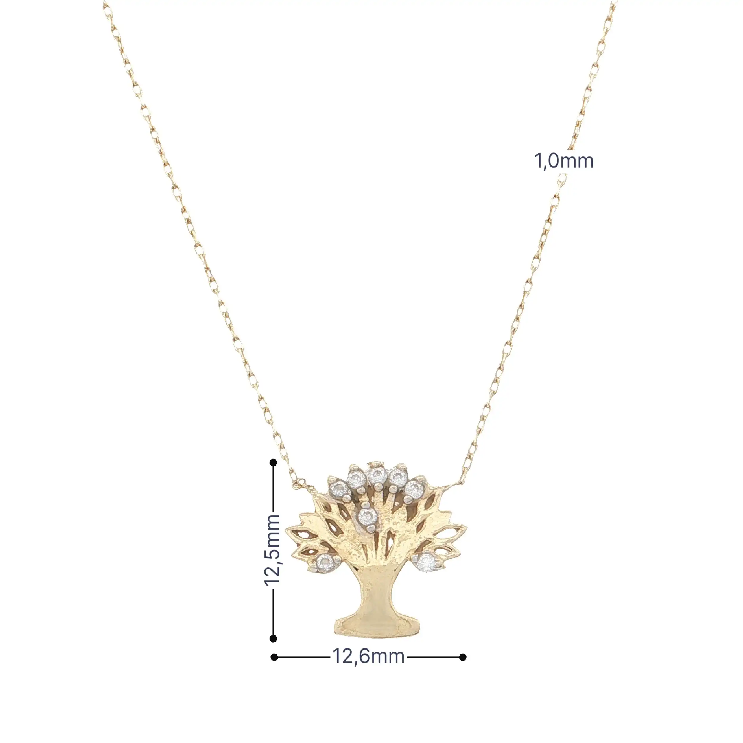 Collier Gelbgold "Baum" mit Zirkonia