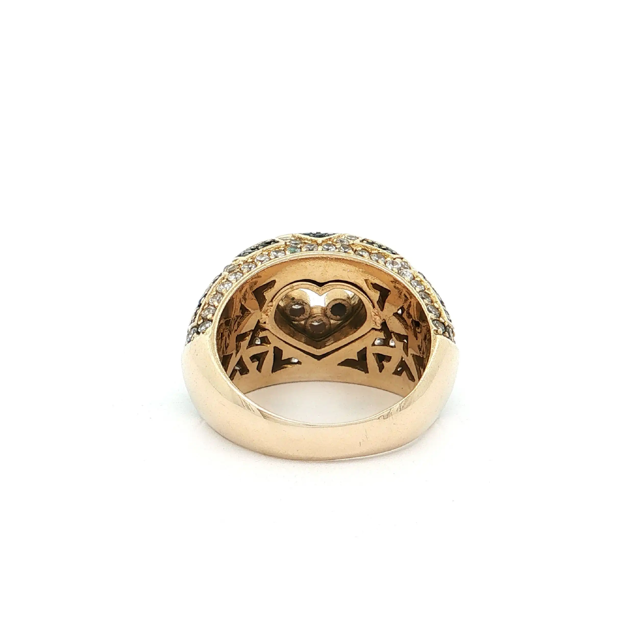 Ring Gelbgold mit schwarzen und weißen Zirkonia
