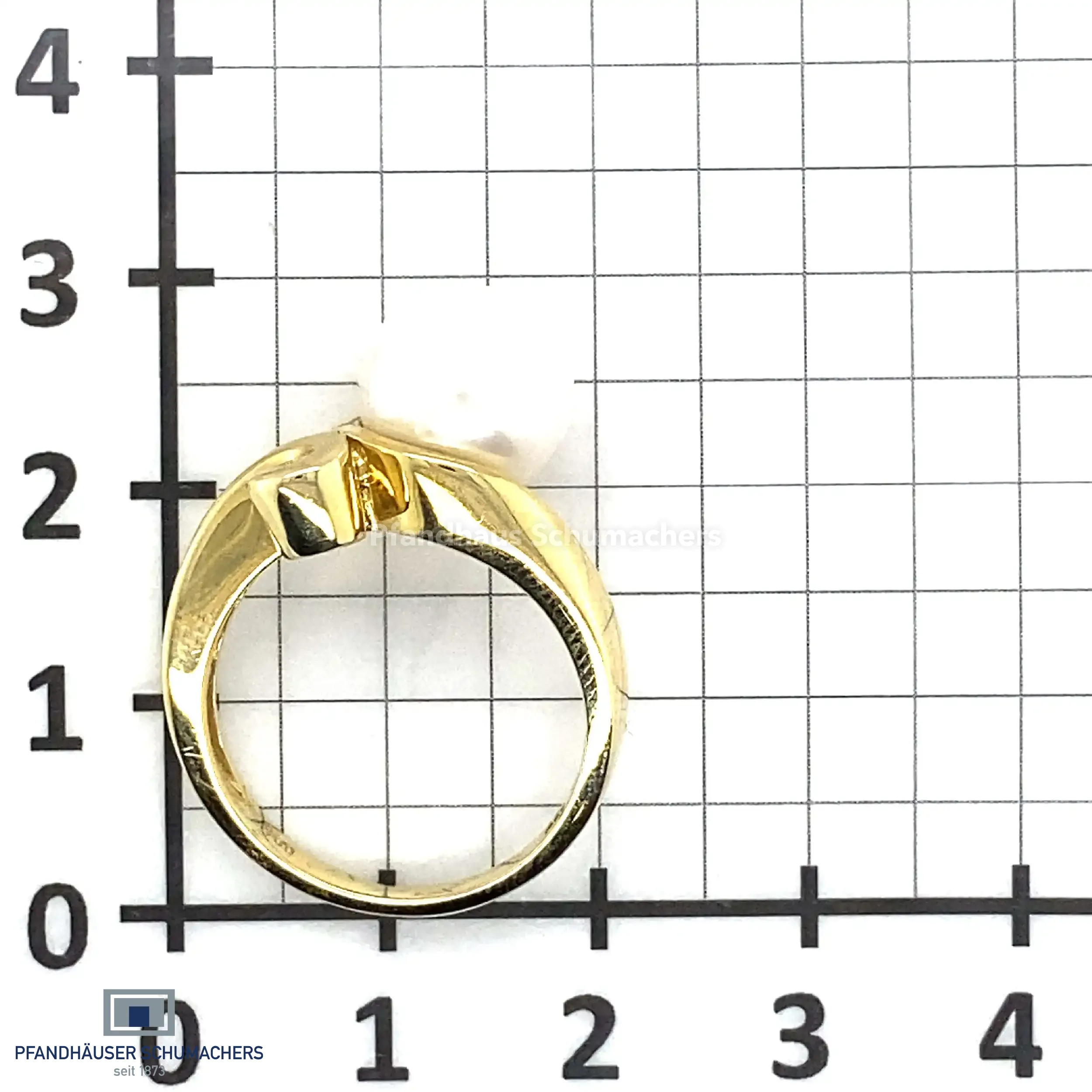 Ring Gelbgold mit Perle und Brillant, graviert mit 0,04ct 