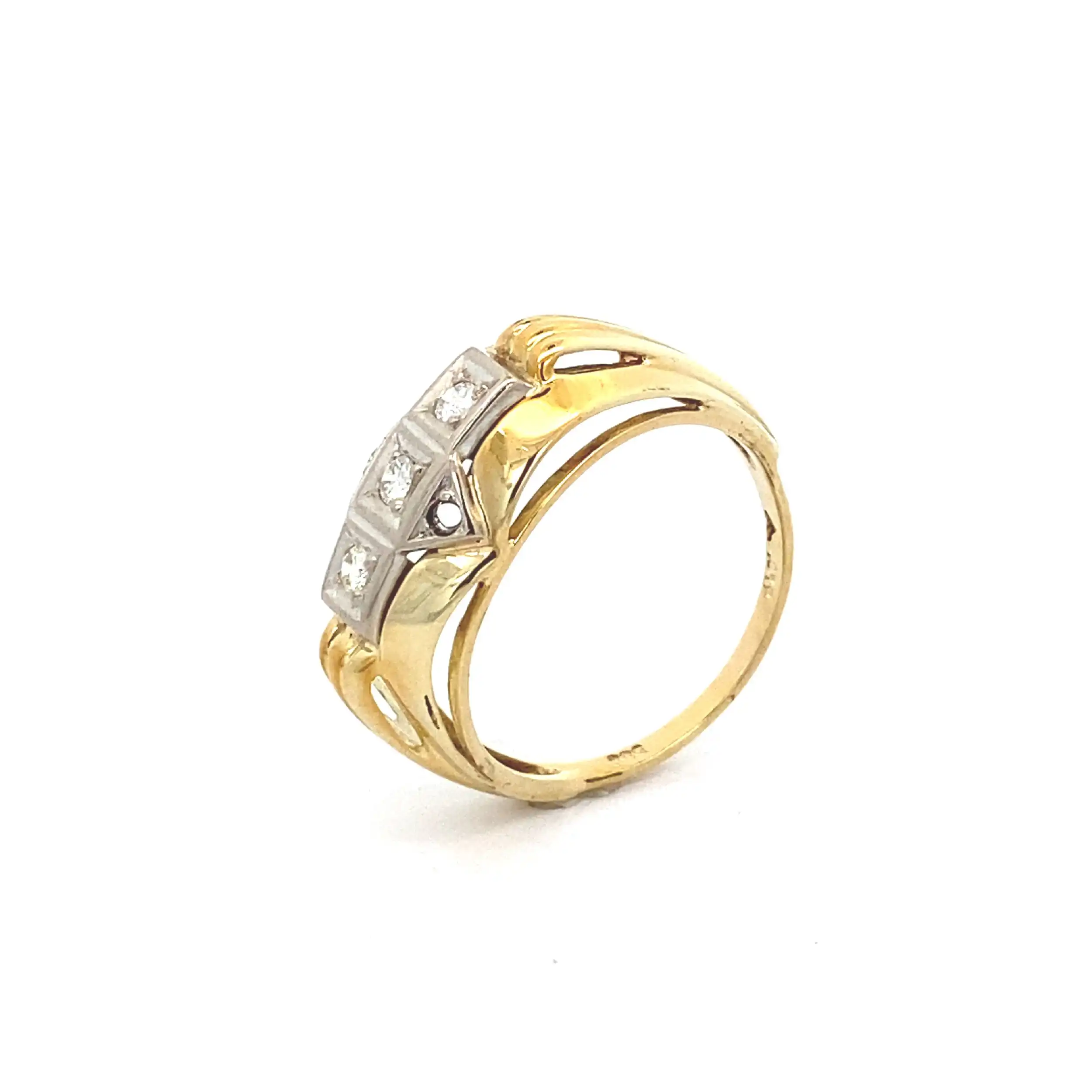 Ring Bicolor mit Brillanten, graviert mit 0,19ct