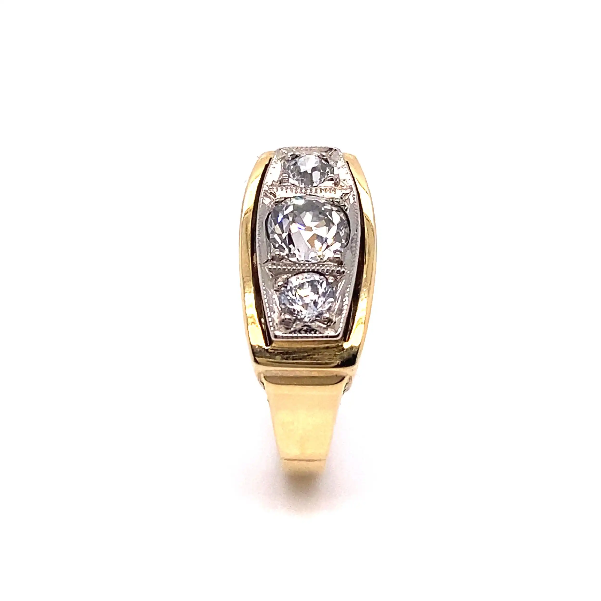 Ring Bicolor mit 3 Altschliff Diamanten Ring Bicolor mit 3 Altschliff Diamanten