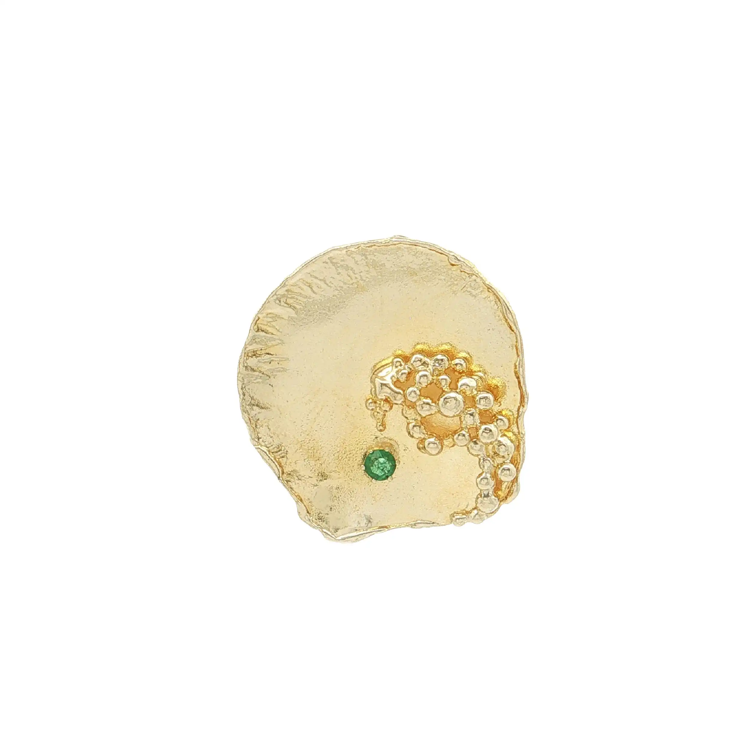 Brosche Gelbgold mit grünem Stein Brosche Gelbgold mit grünem Stein