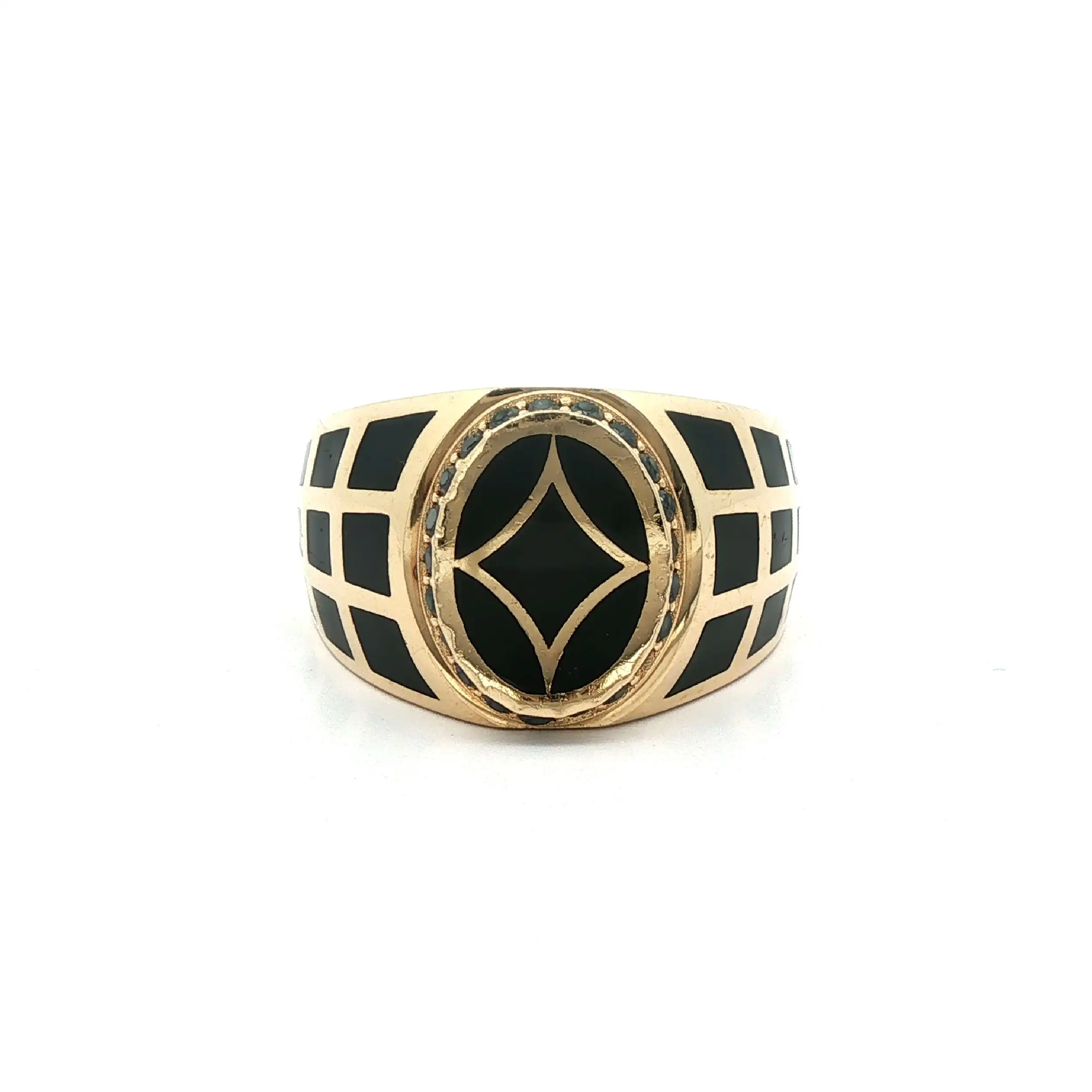 Herrenring Gelbgold mit schwarzer Emaille