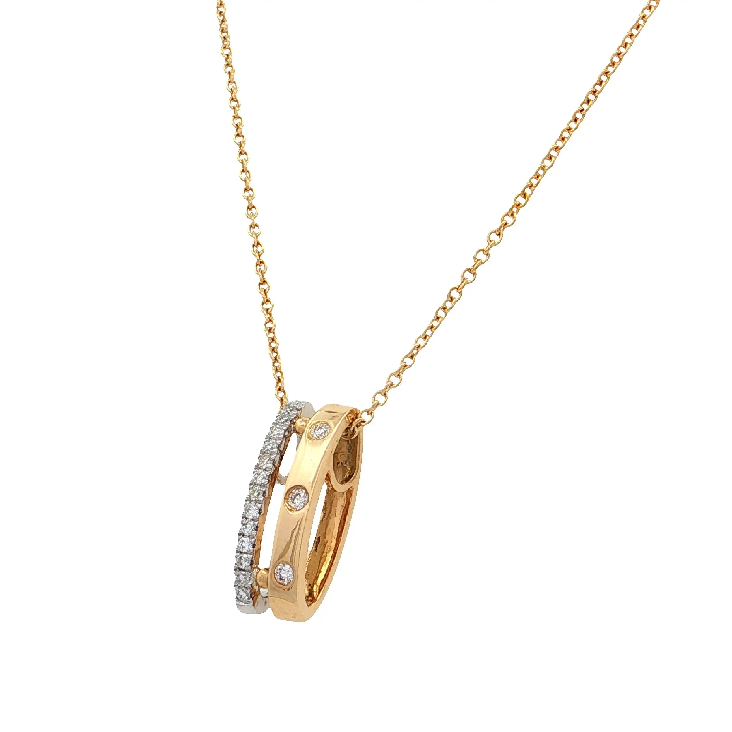 Ankercollier mit Bicoloranhänger mit Brillanten
