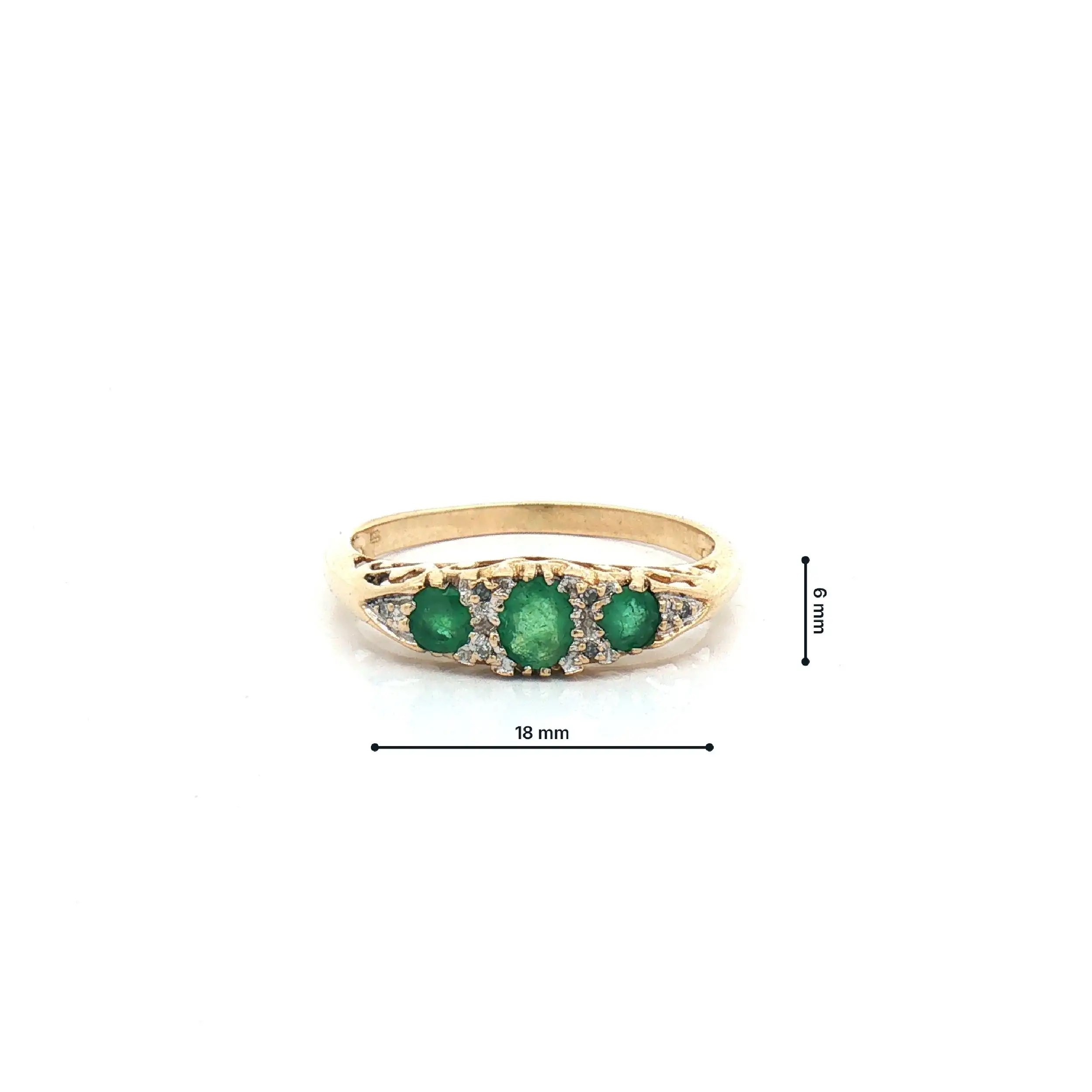 Ring Bicolor mit Diamanten und grünen Farbsteinen