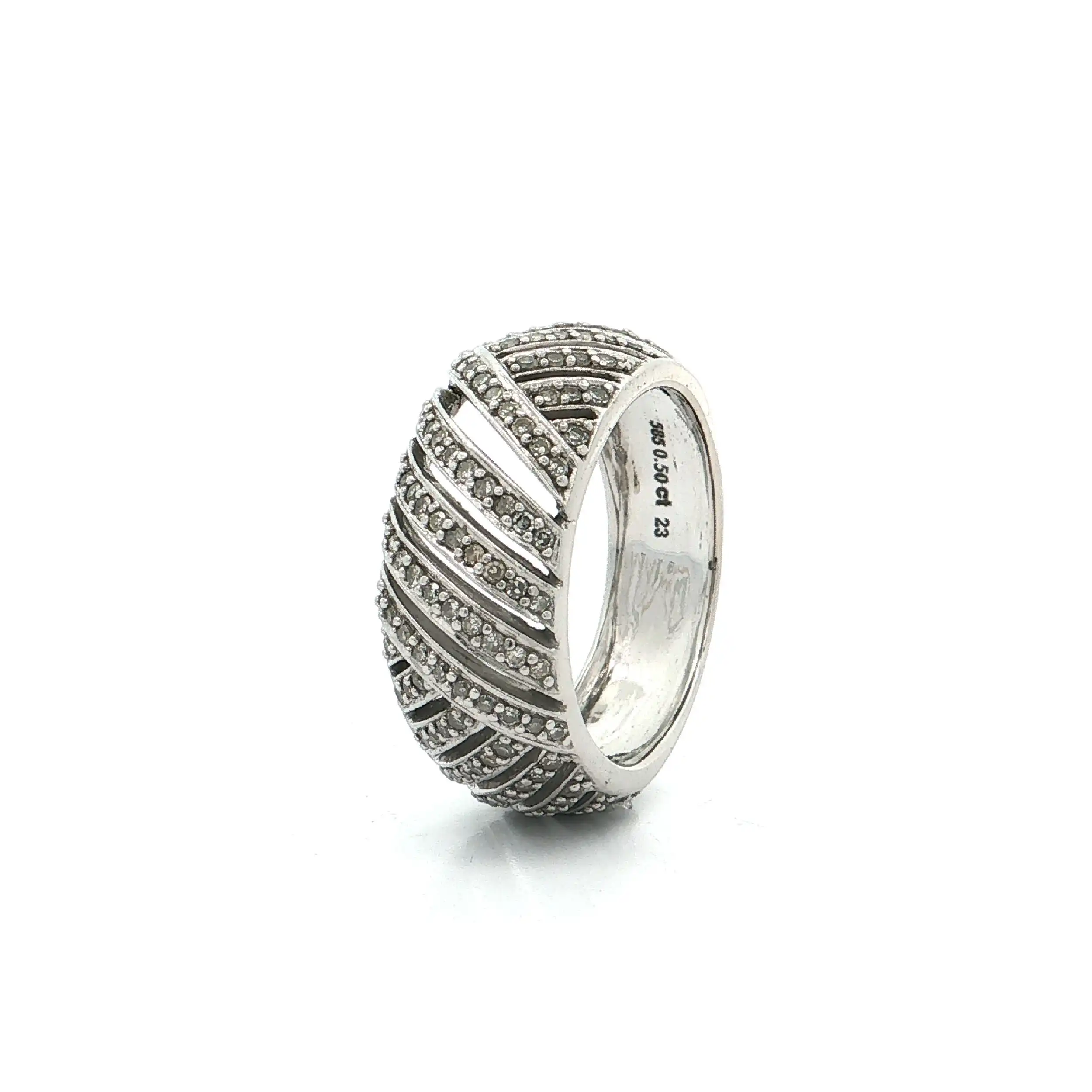 Ring Weißgold mit Diamanten, graviert mit 0,50ct