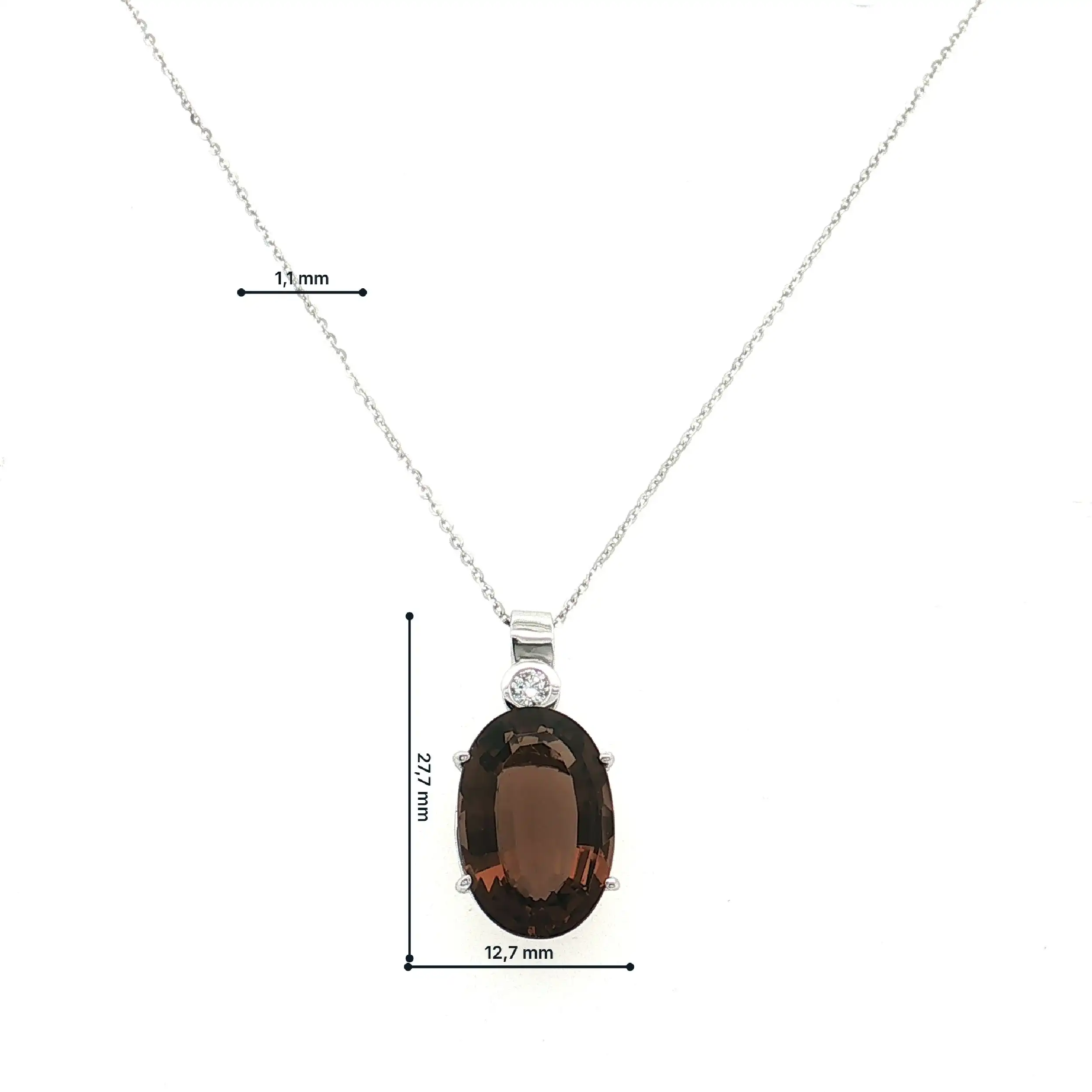Kette Weißgold mit Anhänger und Rauchquarz und Brillant Solitär Kette Weißgold mit Anhänger und Rauchquarz und Brillant Solitär