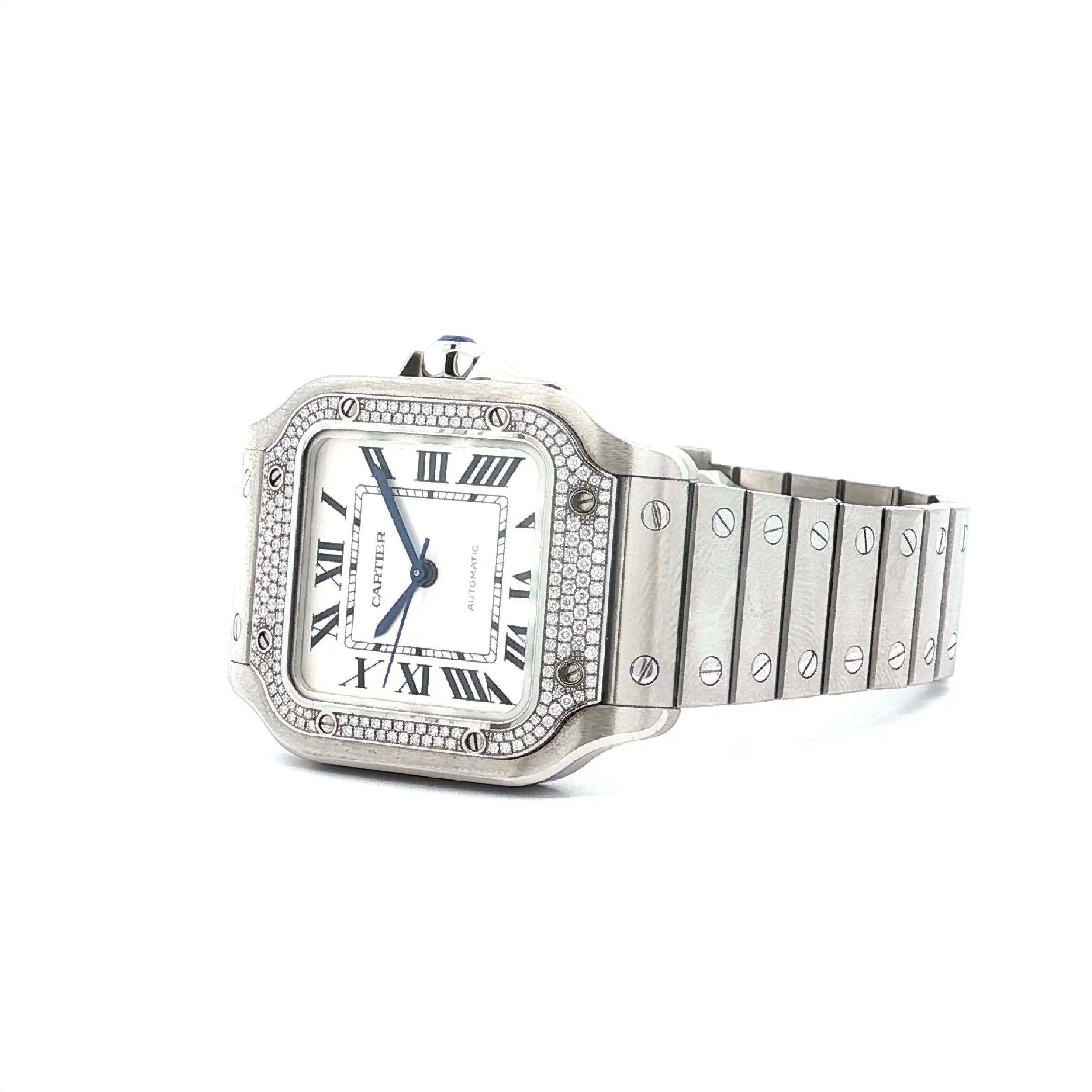 Herrenuhr Cartier Santos de Cartier mit Brillantbesatz Full Set Herrenuhr Cartier Santos de Cartier mit Brillantbesatz Full Set