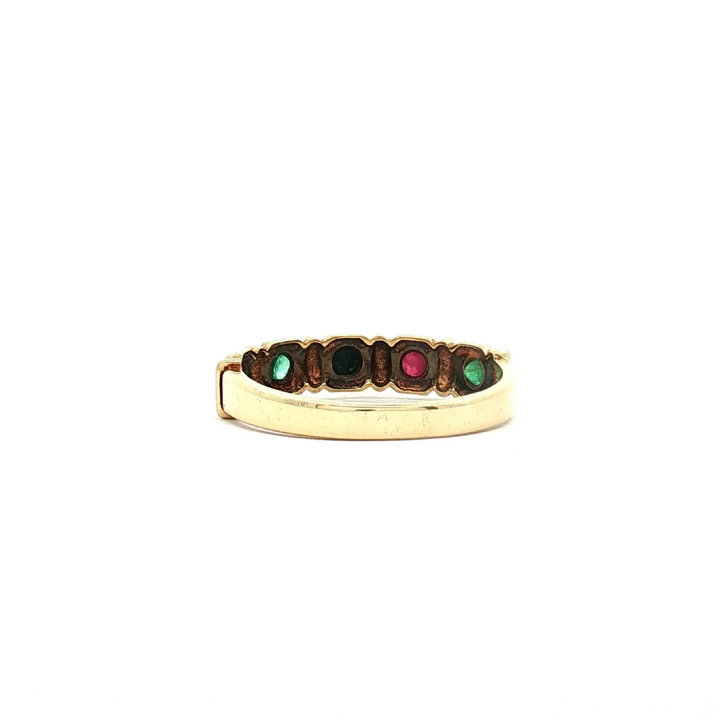 Ring Gelbgold mit Saphir, Smaragden und Rubinen