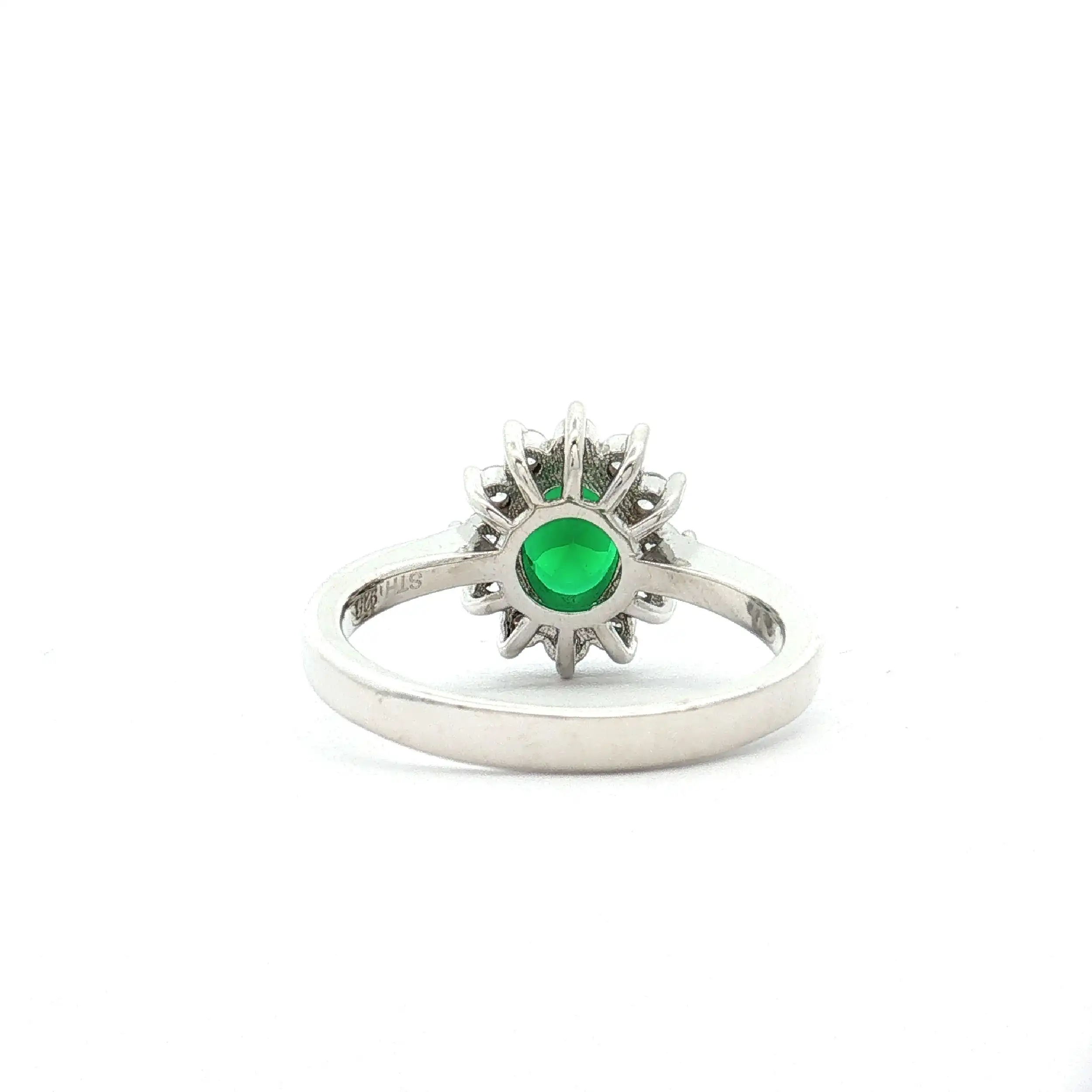 Ring Silber mit grünem Stein und Zirkonia