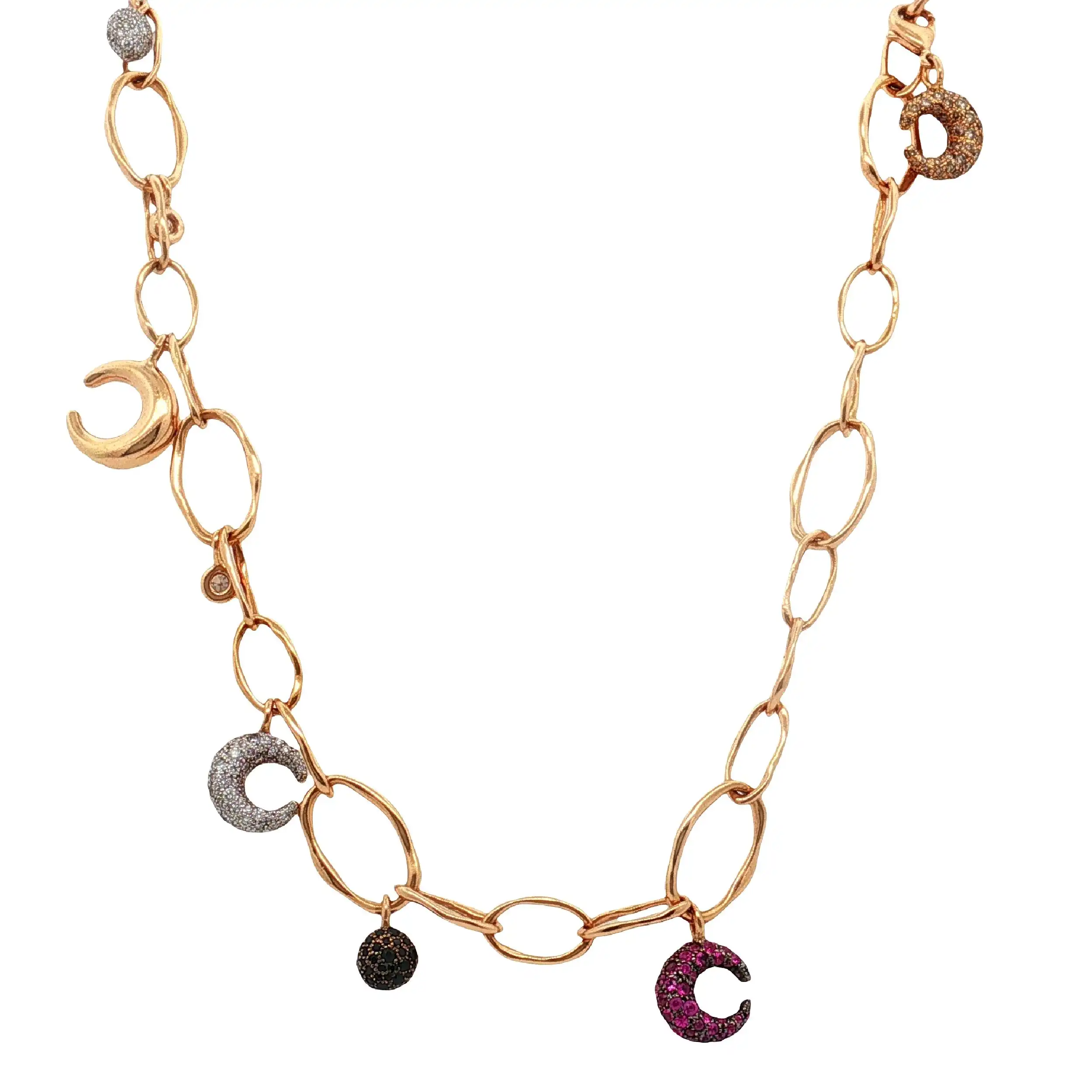 Collier Rotgold Al Coro Mezzaluna mit Saphiren, Diamanten und Brillanten Collier Rotgold Al Coro Mezzaluna mit Saphiren, Diamanten und Brillanten