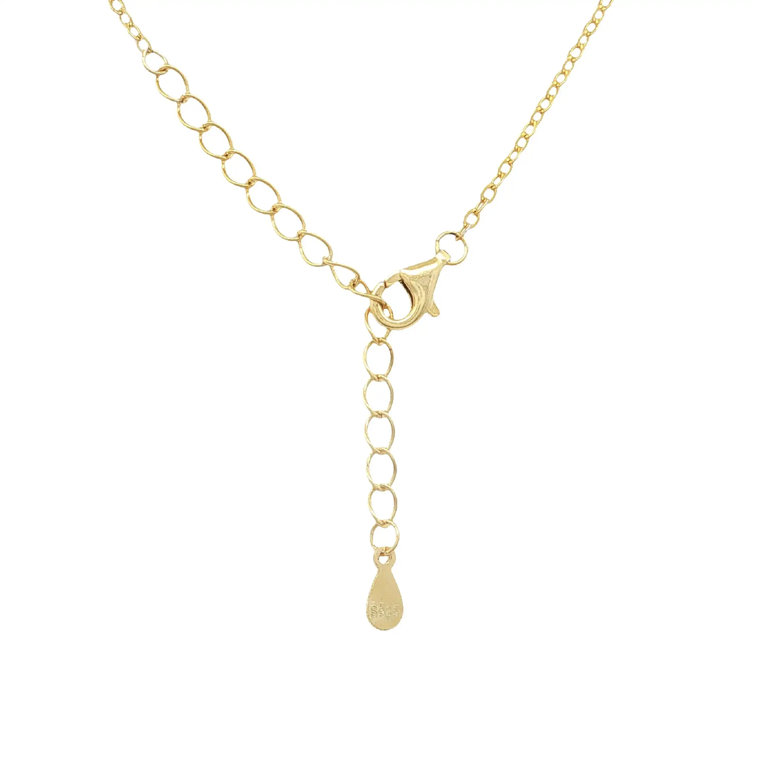 Kette Silber vergoldet mit Anhänger mit Zirkonia und grünem Farbstein Kette Silber vergoldet mit Anhänger mit Zirkonia und grünem Farbstein