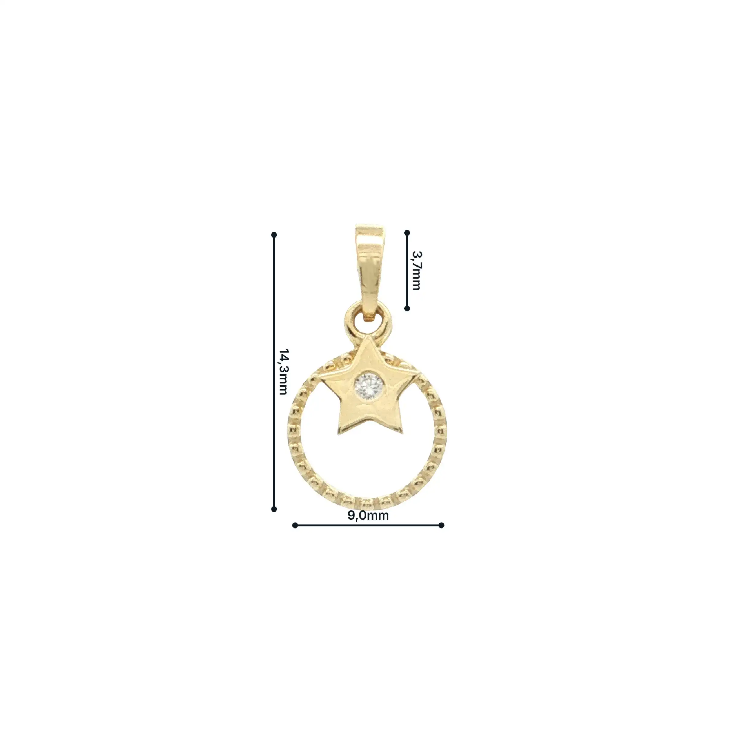 Anhänger Gelbgold Kreis mit Sternchen mit Zirkonia